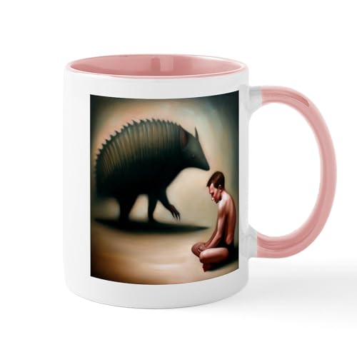 White/Pink Inside - Spirit Animal Armadillo 1 Mugs