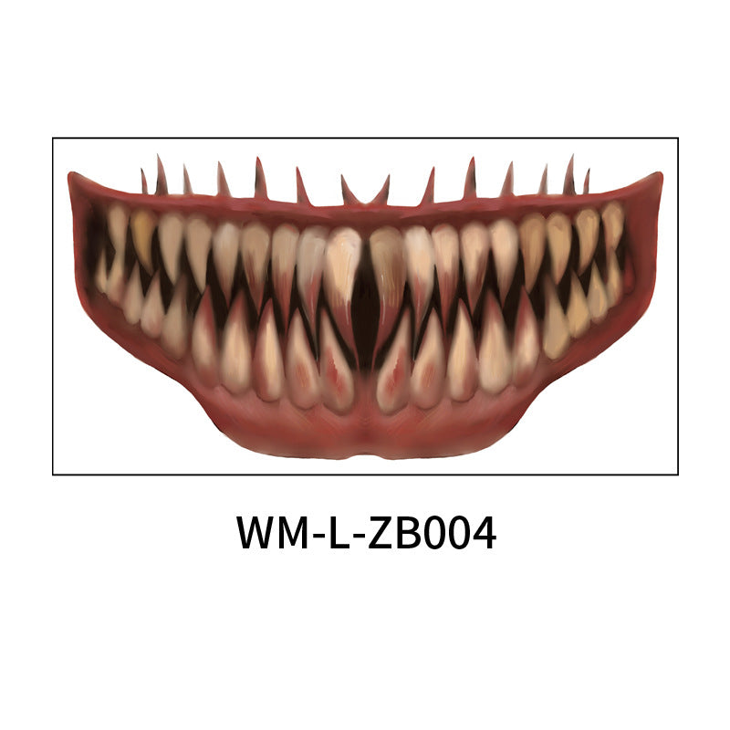Scary Halloween Mouth Tattoo Stickers for Adults & Kids - Fake Bloody Teeth & Vampire Fangs Temporary Tattoos - Perfect for Halloween Parties, Cosplay & Horror Costumes