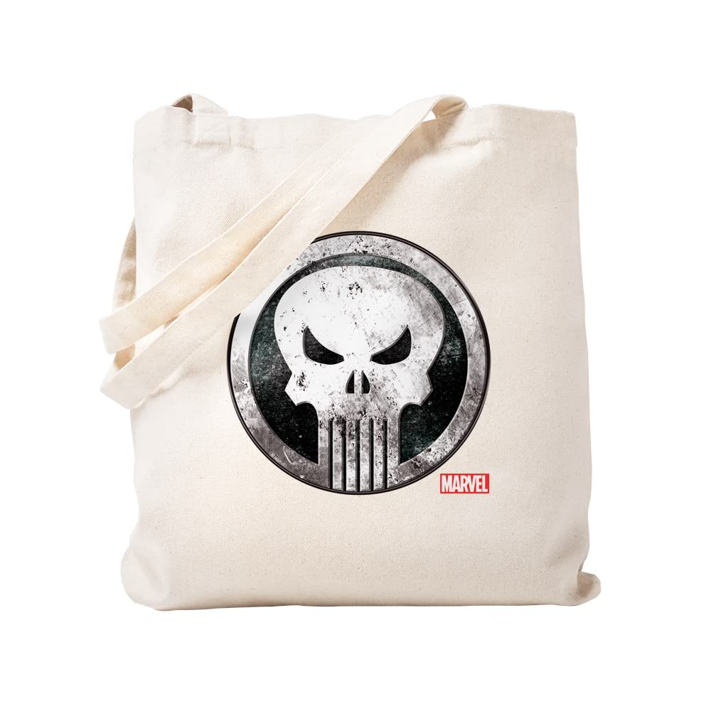 Punisher Grunge Icon Tote Bag - Natural Canvas Reusable Shopping Bag for Groceries, Beach & Daily Use | Eco-Friendly & Durable