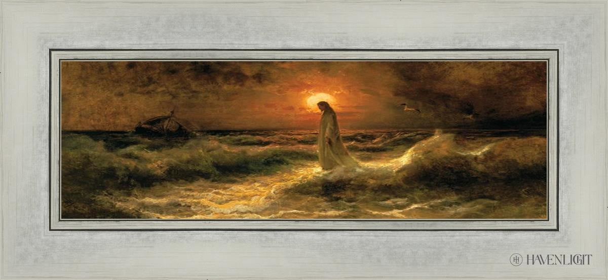 Christ Walking On The Water - Religious Wall Art Decor for Home, Church & Office - Inspirational Christian Painting for Faith-Based Interiors