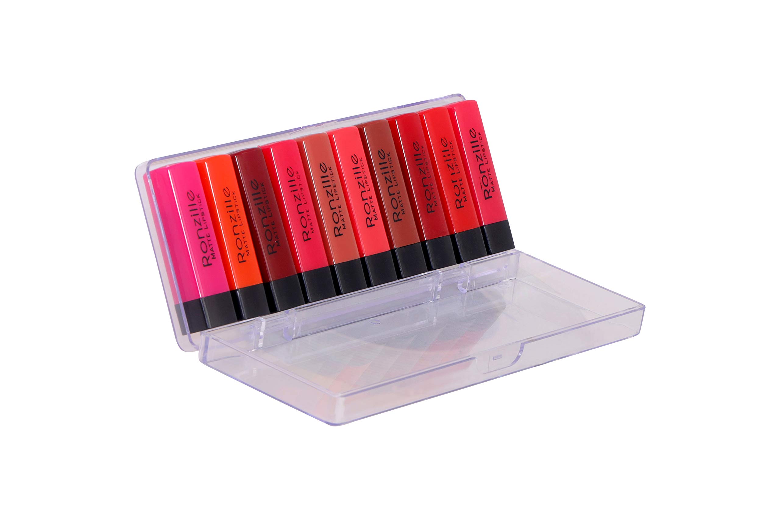 Ronzille Mini Matte Lipstick Set - 10 Long Lasting Vibrant Colors for Everyday Wear & Special Occasions | Cruelty Free & Moisturizing Formula | Perfect for Gifts, Travel, and Makeup Lovers
