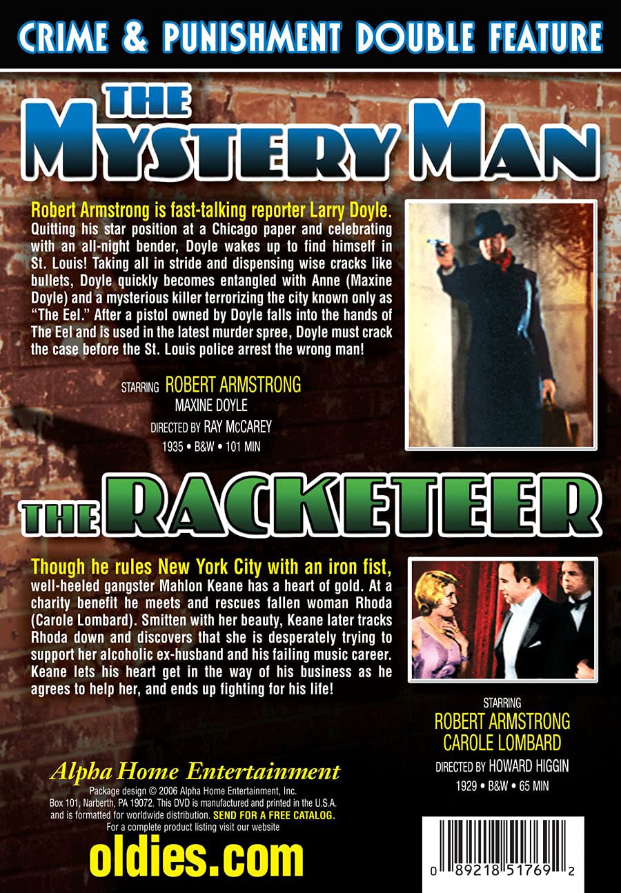The Mystery Man (1935) & The Racketeer (1929) - Classic Crime Drama Double Feature DVD | Vintage Gangster Films Collection | Perfect for Movie Nights & Classic Film Enthusiasts