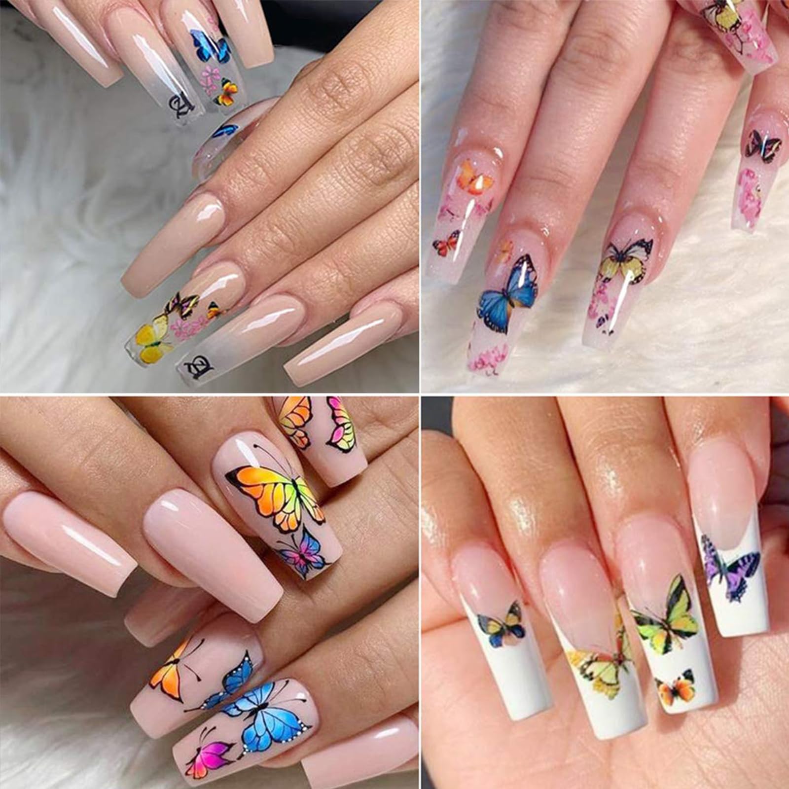 8 Sheets 3D Butterfly Nail Art Stickers - Self-Adhesive Floral Flower Nail Decals for DIY Manicure, Spring Summer Nail Decor (Perfect for Parties, Weddings & Everyday Nail Art)