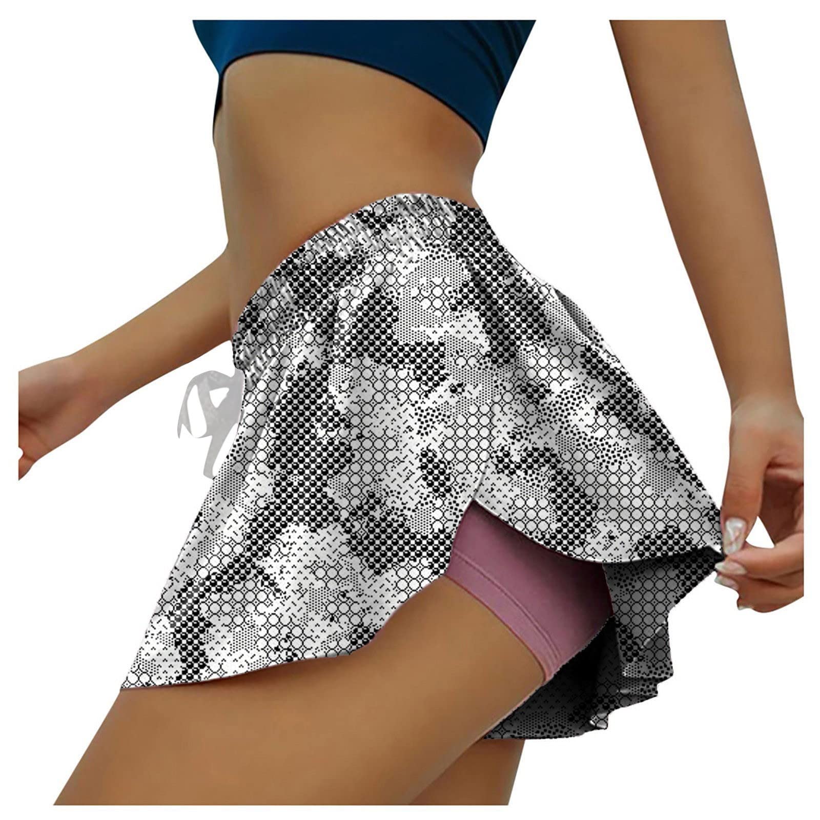 SERYU Women's 2-in-1 Running & Yoga Shorts - Quick Dry Athletic Shorts with Drawstring Waist & Flowy Hem - Perfect for Gym, Workout, Yoga and Outdoor Activities
