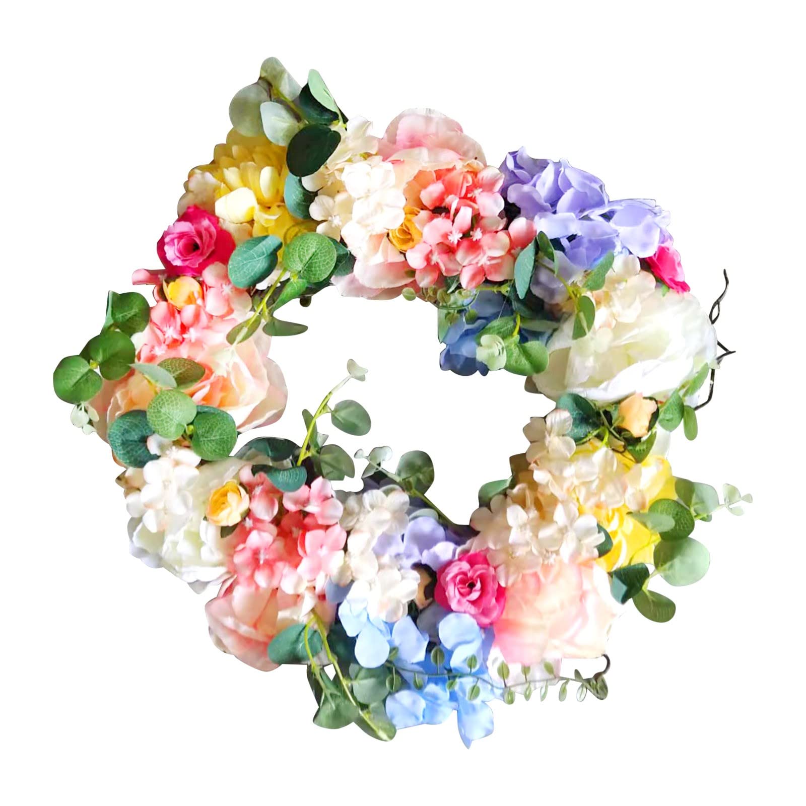 Artificial Hydrangea Flower Wreath for Window & Door Decor - Small Rose Wreath for Indoor Christmas Decoration, Front Porch & Home Decor
