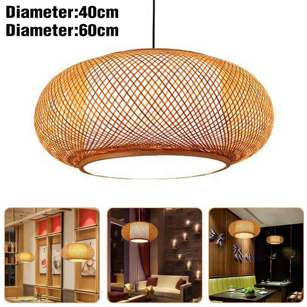 Natural Bamboo Rattan Pendant Light - 23.6