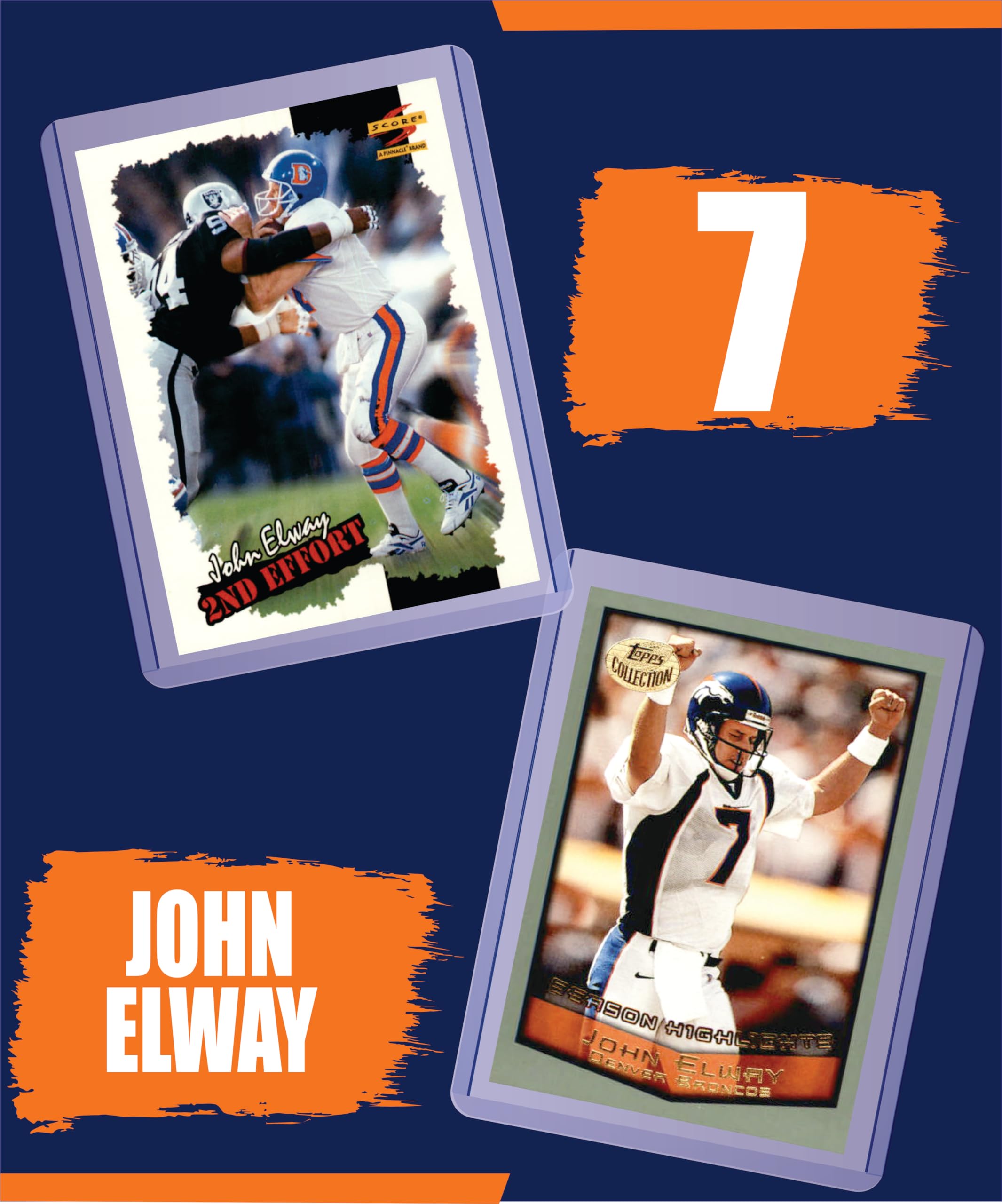 John Elway Denver Broncos Football Cards (5-Pack) - Collectible NFL Trading Cards for Fans & Gift Giving - Perfect for Sports Memorabilia Collections, Birthday Gifts, and Game Day Decor