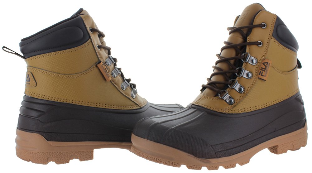 Fila Weathertech Men's Hiking Duck Boots - Waterproof Winter Boots for Outdoor Trekking & Snow - Size 8.5 Brown - Ideal for Hiking, Camping & Cold Weather Adventures