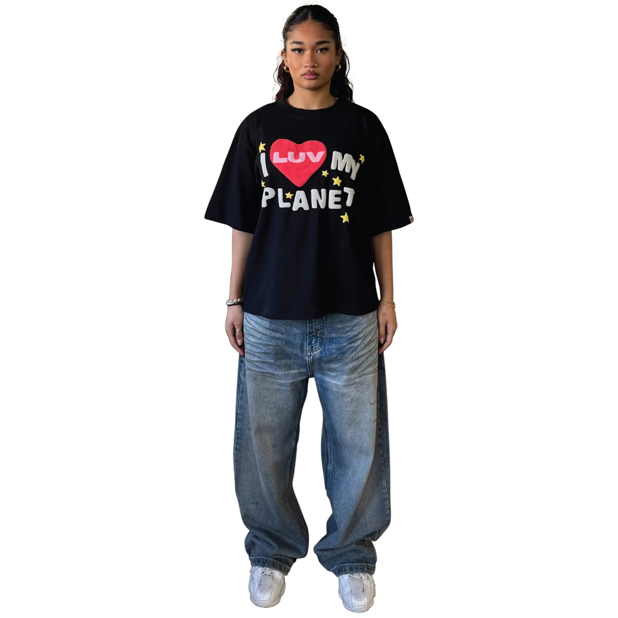 Broken Planet Luv My Planet Midnight Black T-Shirt - Eco-Friendly Cotton Tee for Men & Women - Perfect for Casual Wear, Street Style & Environmental Awareness
