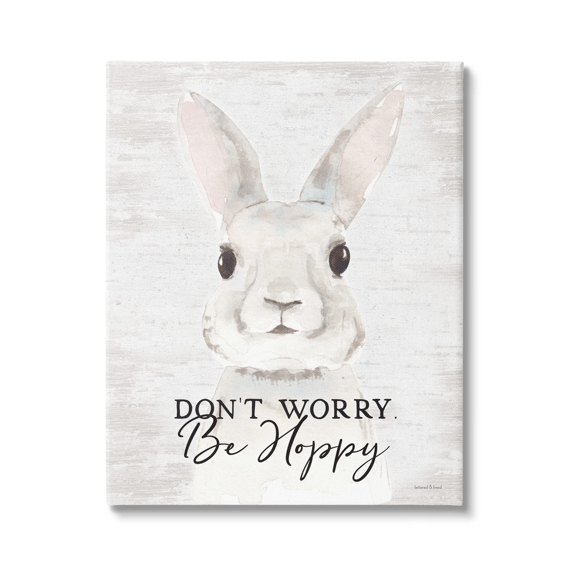Stupell Industries 'Don't Worry Be Hoppy' Easter Bunny Rabbit Pun Wall Art - Funny Spring Decor for Living Room, Nursery & Office - Designed by Lettered and Lined