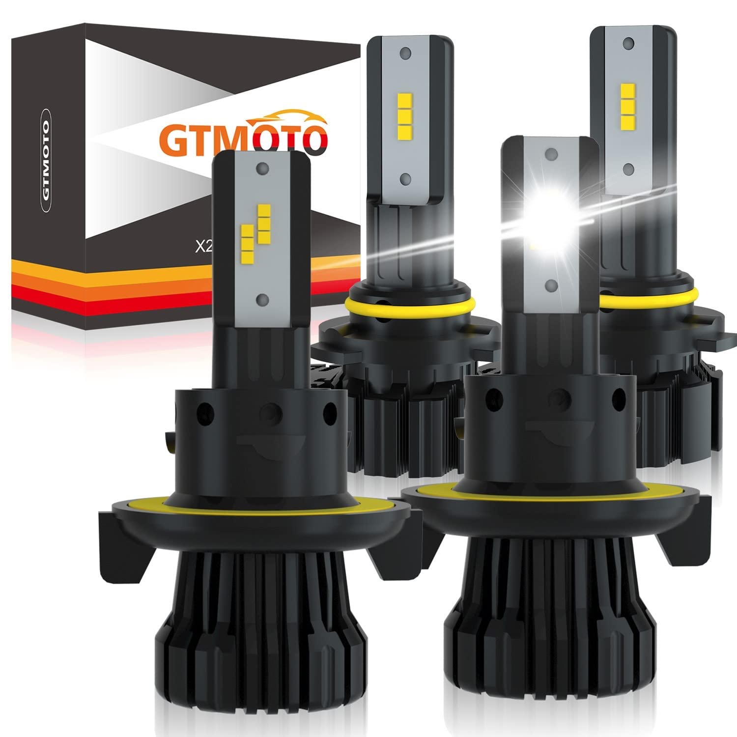 GTMOTO H13 9008 + H10 9145 9140 LED Bulb Combo Kit - 6000K White Plug-N-Play Headlight & Fog Light Conversion for Ford F150 F250 F350, Chevy HHR, Mitsubishi Eclipse, Jeep Liberty - Perfect for Night Driving & Off-Road Adventures (4-Pack)