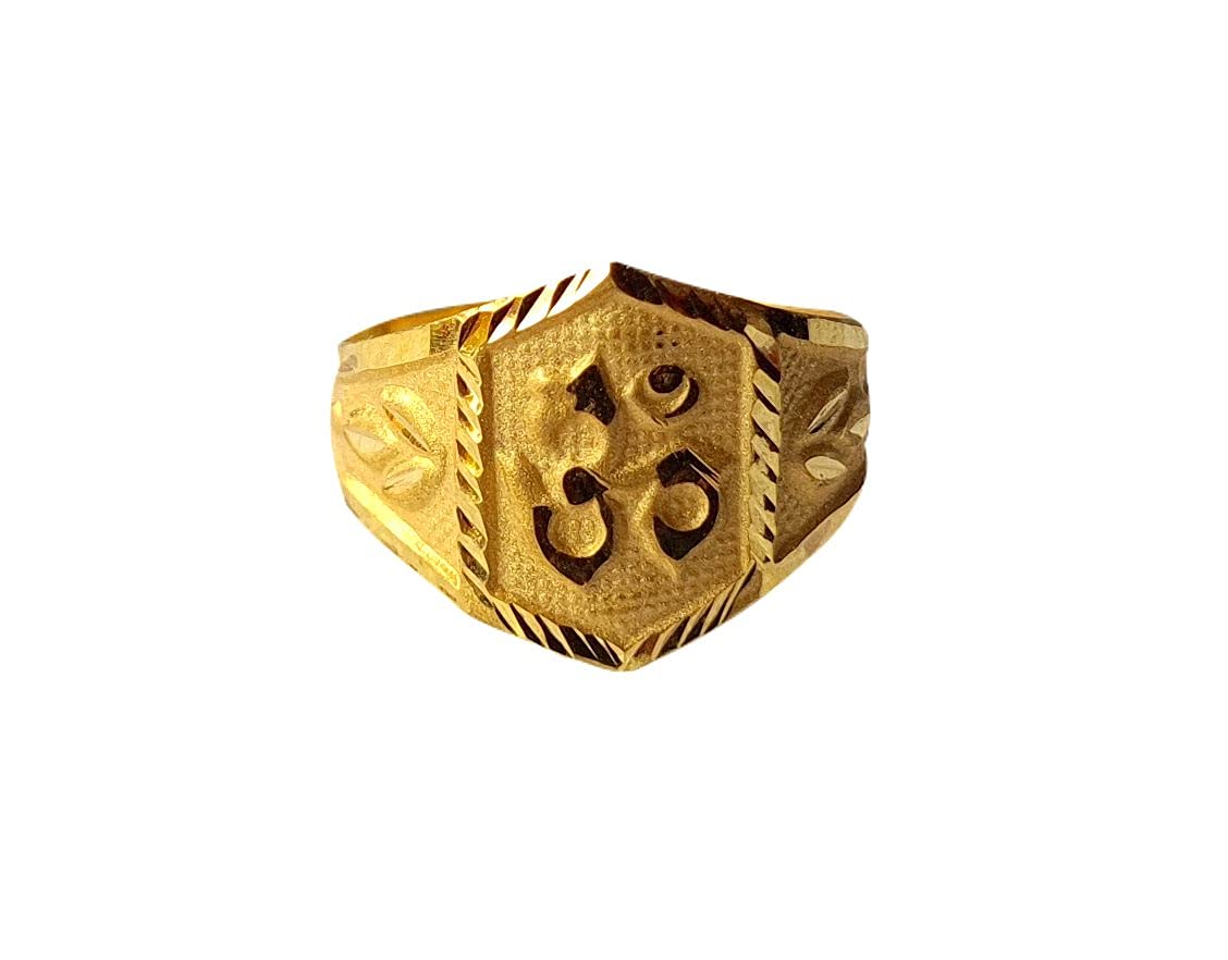 22K/18K Yellow Gold Om Carved Design Kids Ring - Certified Solid Gold Jewelry for Baby Boys & Girls - Perfect Gift for Birthdays, Christenings & Daily Wear - Size A Available in 22K & 18K Gold