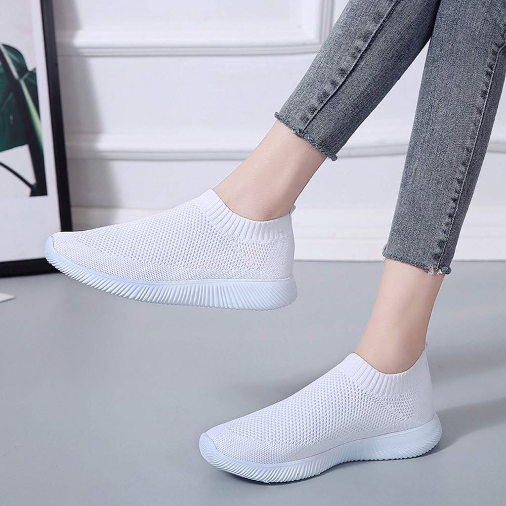 Women's Comfortable Cushioned Walking Shoes - Breathable Running Sneakers for Casual & Dressy Outfits | White & Brown Loafers for Work, Travel & Everyday Wear