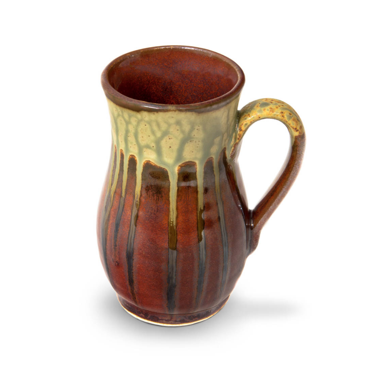 Blanket Creek Pottery Curved Mug - Rustic Red Ceramic Coffee Cup for Home, Office & Outdoor Use | Handmade Stoneware Tea Mug with Comfort Grip