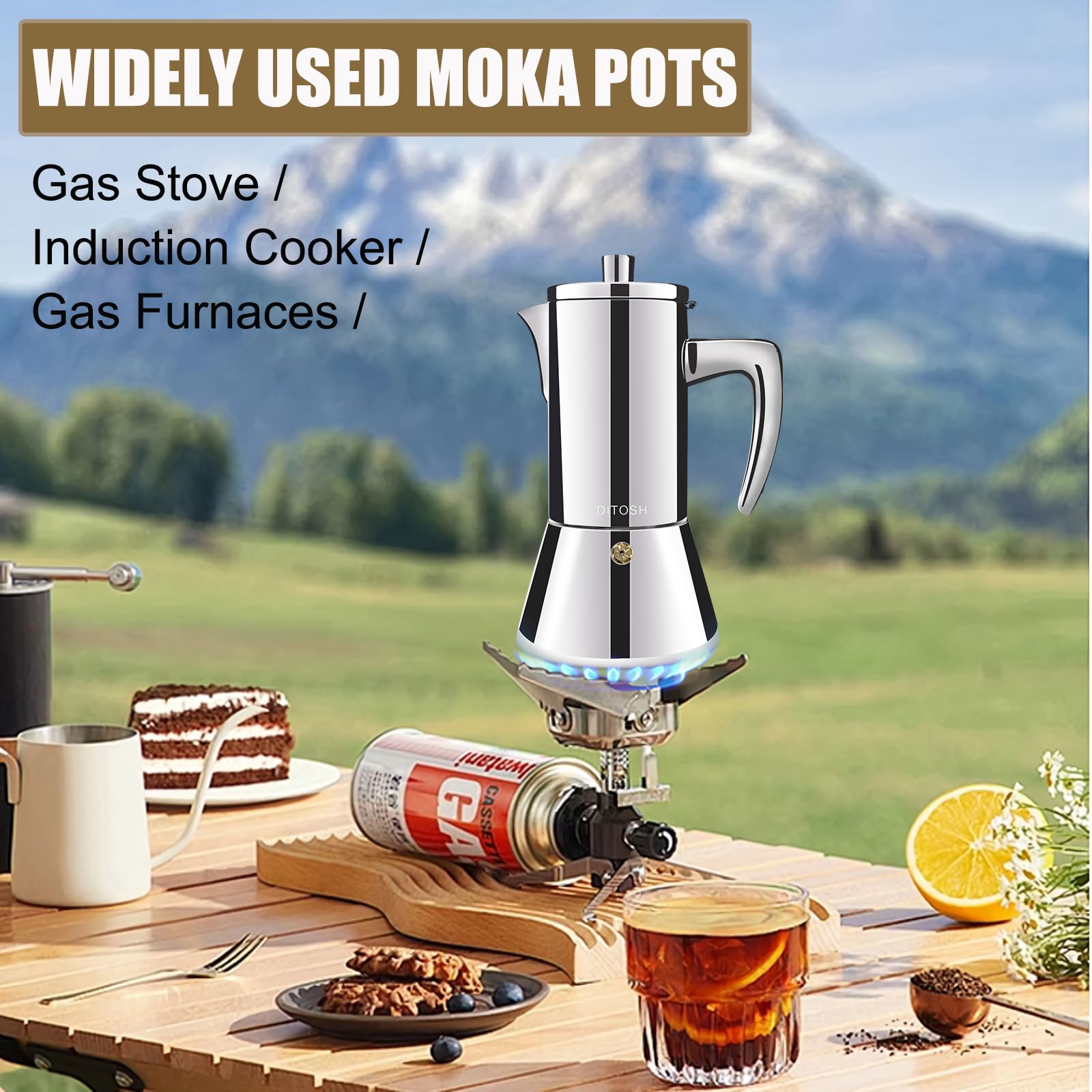 Premium 304 Stainless Steel Moka Pot - 12 Cup (600ml) Stovetop Espresso Maker for Italian Coffee | Durable Percolator for Home, Camping & Outdoor Use | Perfect for Espresso Lovers & Cafe-Style Brewing