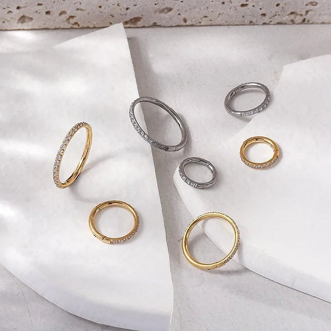 16G Titanium CZ Edge Seamless Hoop Ring | Hypoallergenic Body Jewelry for Cartilage, Helix & Tragus Piercings | Perfect for Everyday Wear & Special Occasions