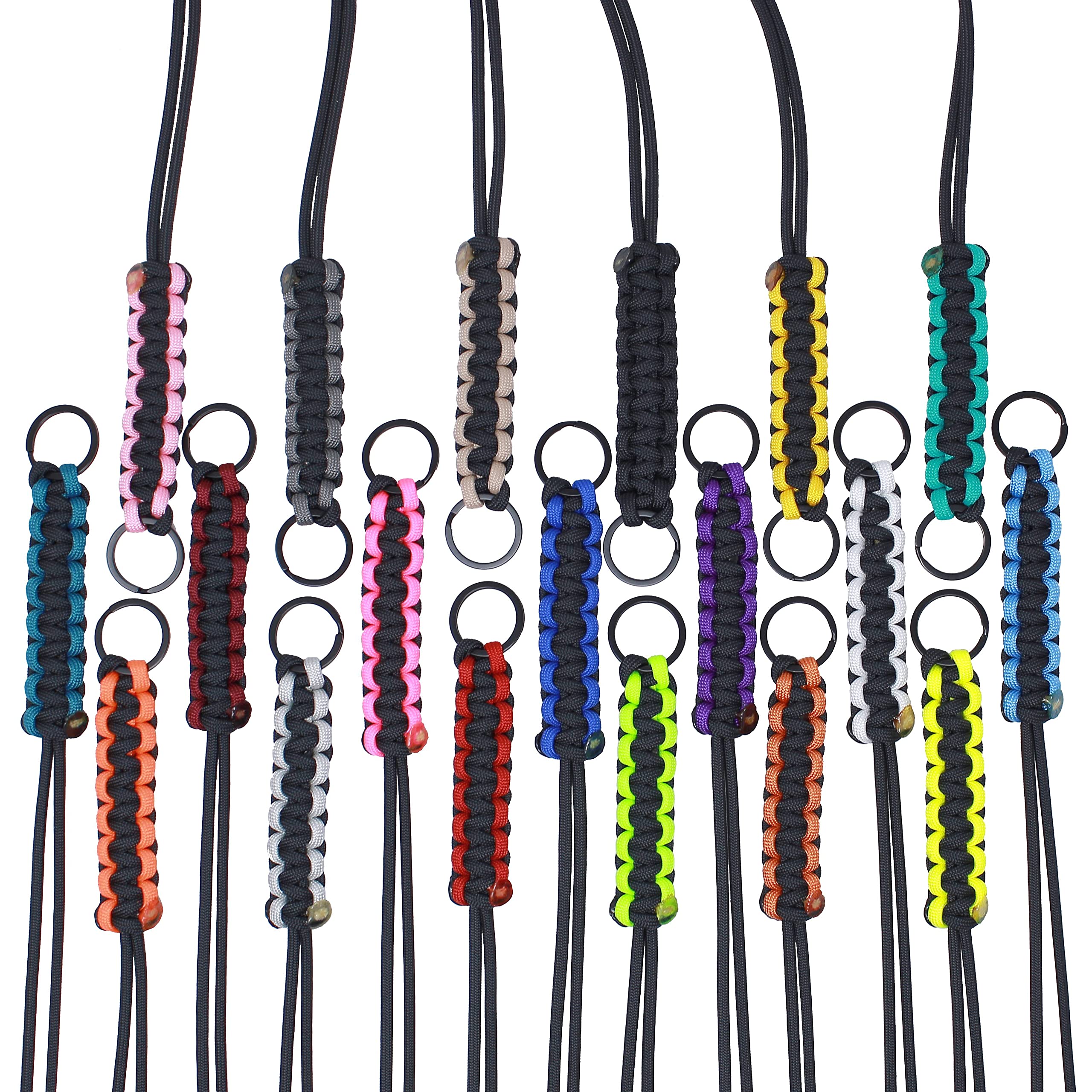 Custom Paracord Lanyards 5-Pack - Durable & Lightweight for Outdoor, Keys & ID Cards