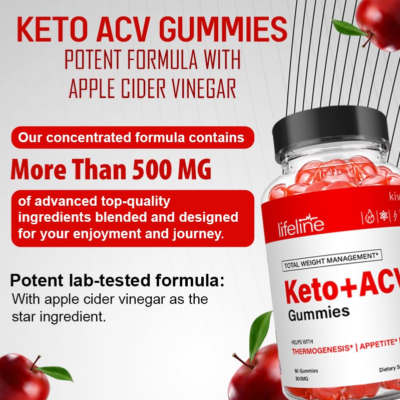 Kivus Lifeline Keto ACV Gummies - Apple Cider Vinegar Weight Loss Supplement (60 Count) for Ketogenic Diet Support & Energy Boost - Perfect for On-the-Go Healthy Snacking & Wellness Routine