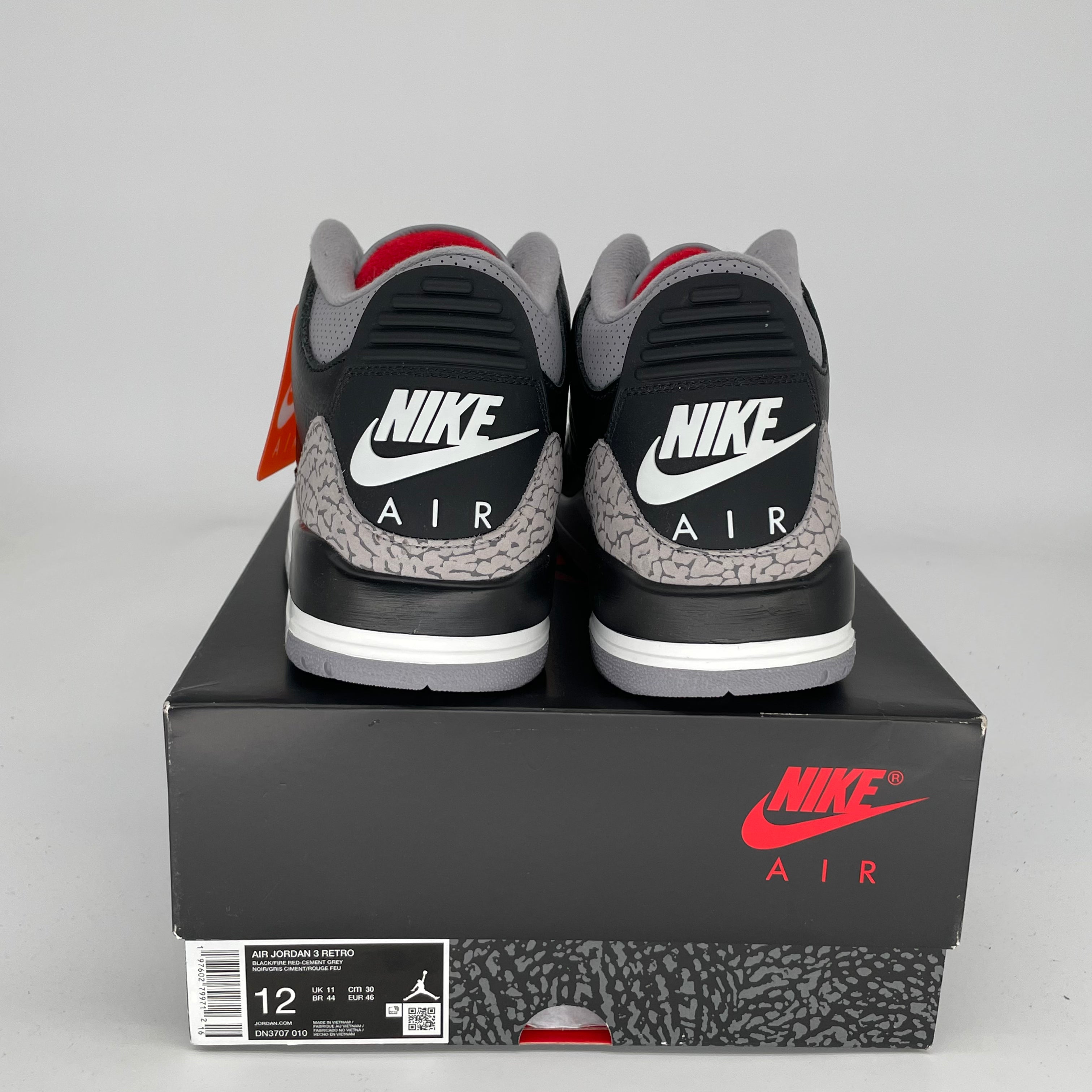 Original Air Jordan 3 Black Cement Reimagined - Men's Size 12 (DN3707-010) | Retro Basketball Sneakers for Streetwear & Casual Outfits