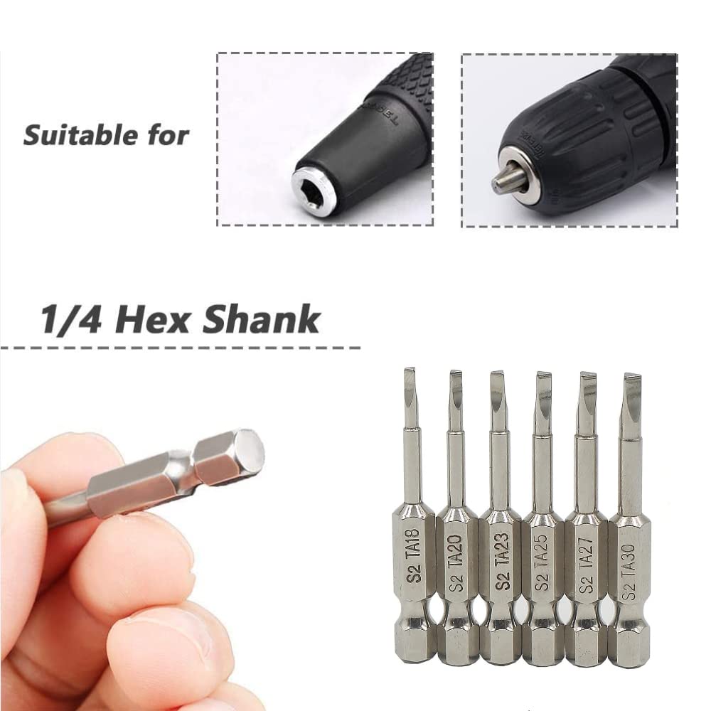 6-Piece Magnetic Triangular Screwdriver Bit Set - S2 Steel 1/4