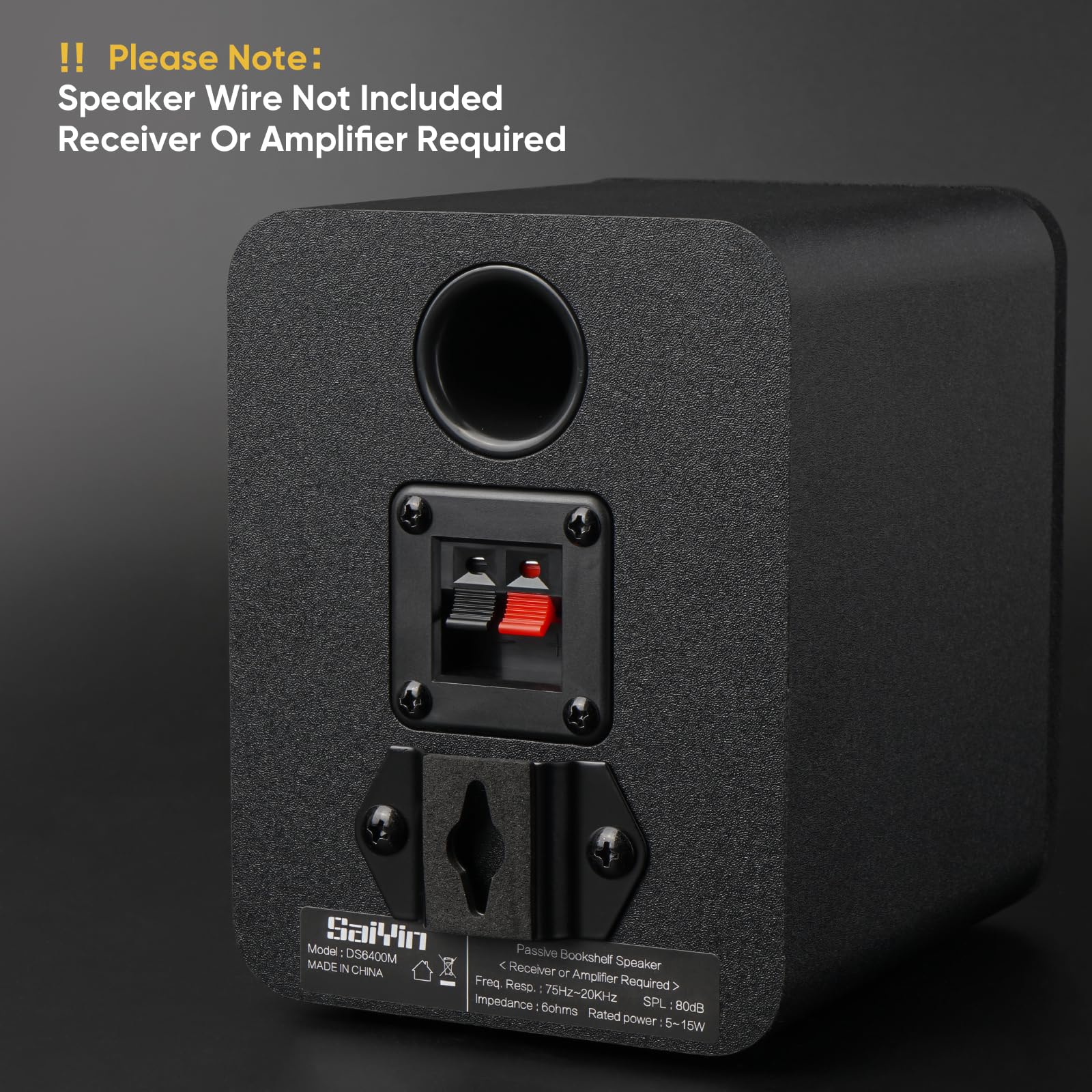 Saiyin Wall Mount Passive Speakers - Indoor Rear Surround Sound Stereo Speakers for Midrange & High-Frequency, Passive Bookshelf Speakers for Home Theater, Receiver or Amplifier Required - Perfect for Living Room and Home Cinema Setup
