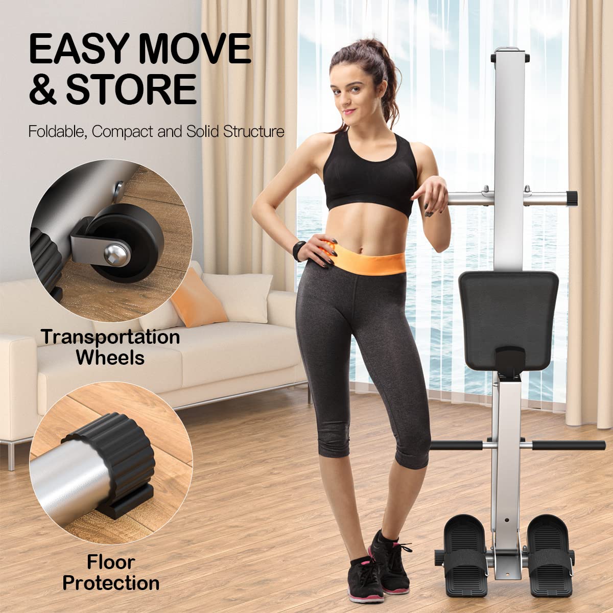 Premium Rowing Machine for Home Gym - Adjustable Resistance, Ultra-Quiet Rower with 300LBS Weight Capacity | Perfect for Cardio Workouts, Full-Body Training & Small Space Fitness