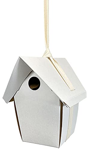 BestNest GreenBird Club - Pack of 6 Eco-Friendly Wooden Bird Houses with Non-Toxic Milk Paint Powders for Garden, Backyard & Outdoor Decoration - Attract Wild Birds Naturally