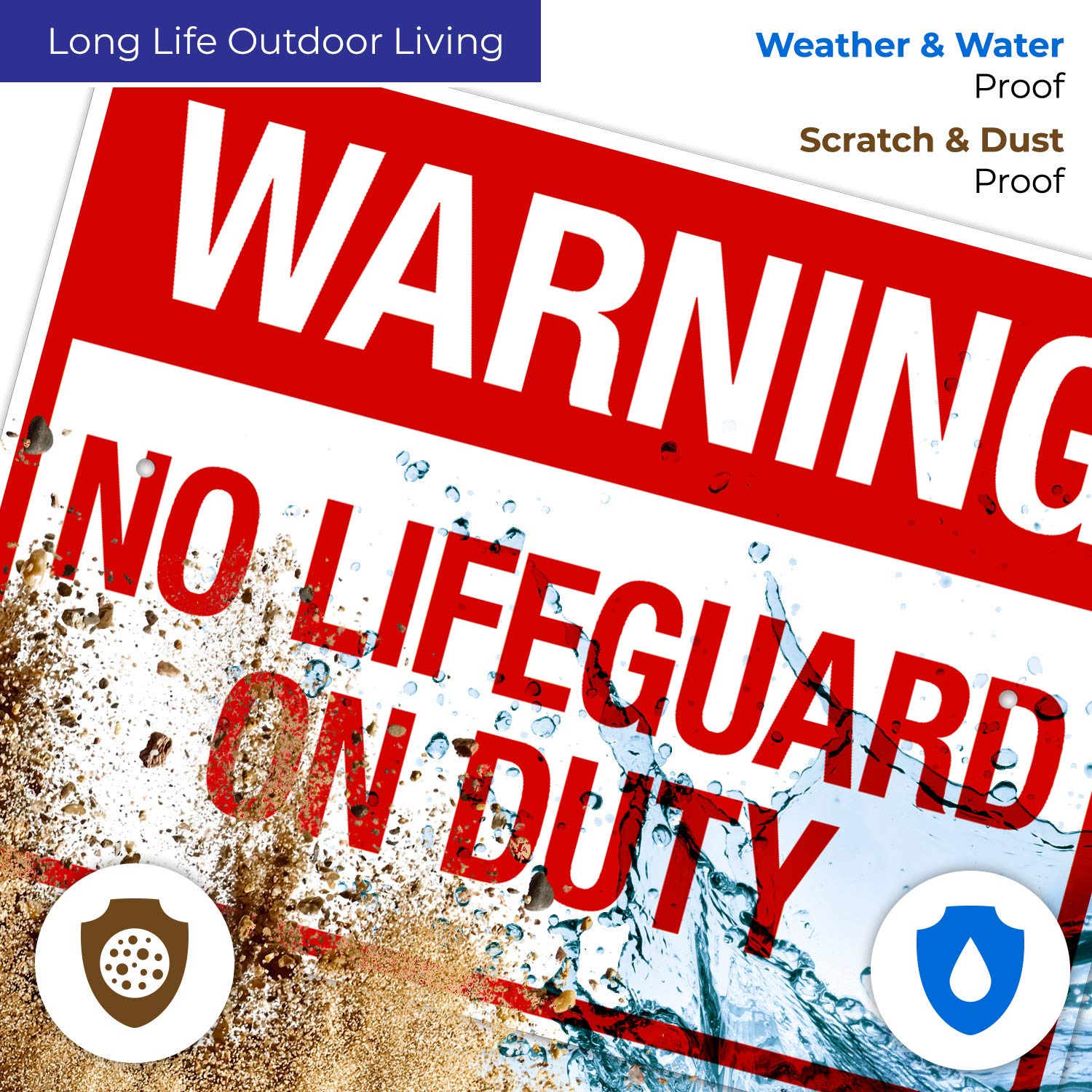 No Lifeguard On Duty Sign - 18x24 Inch Rust-Free Aluminum Pool Safety Sign (SI-6654) | Fade Resistant for Indoor & Outdoor Use | Made in USA | Perfect for Swimming Pools, Water Parks & Public Aquatic Areas