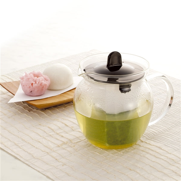 Iwaki Heat Resistant Glass Teapot with Stainless Steel Tea Strainer - 34oz Black Japanese Style Teapot for Loose Leaf Tea, Herbal Tea & Iced Tea Brewing - Perfect for Home, Office & Tea Ceremonies