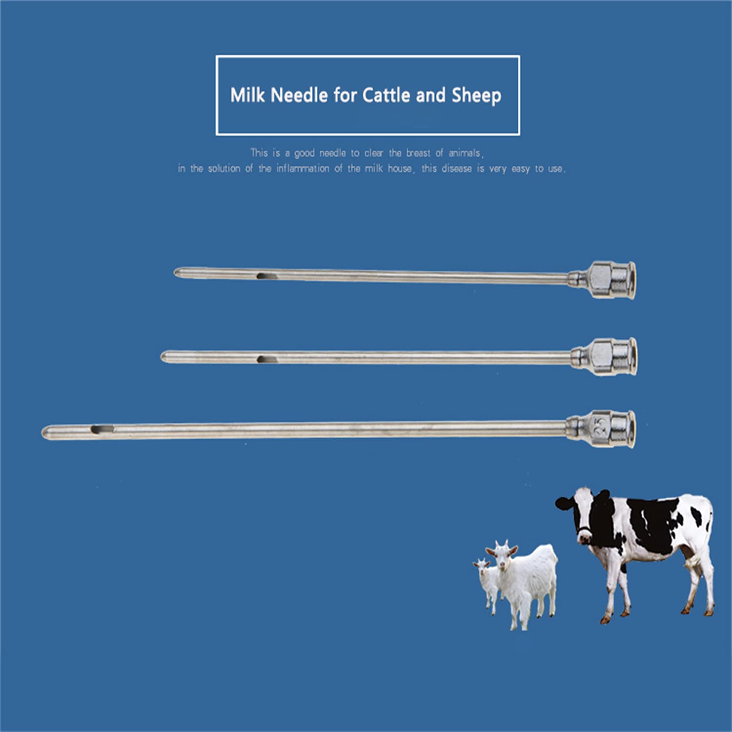 Cow and Sheep Milking Needles - Dual Eye Design for Fast Teat Opening - 3 Sizes (Small/Medium/Large) - Essential Livestock Tool for Dairy Farmers - Perfect for Barn Milking & Veterinary Use