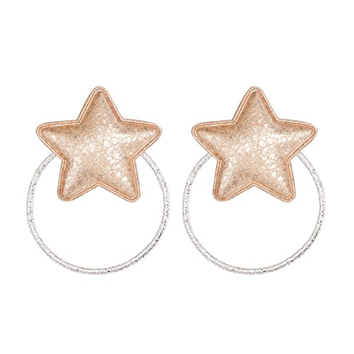 2PCS Cute Ice Cream Star Hair Bands for Women & Girls - Stretchy Glitter Hair Ties, Elastic Hair Ropes & Hair Accessories (Gold) - Perfect for School, Parties & Everyday Styling