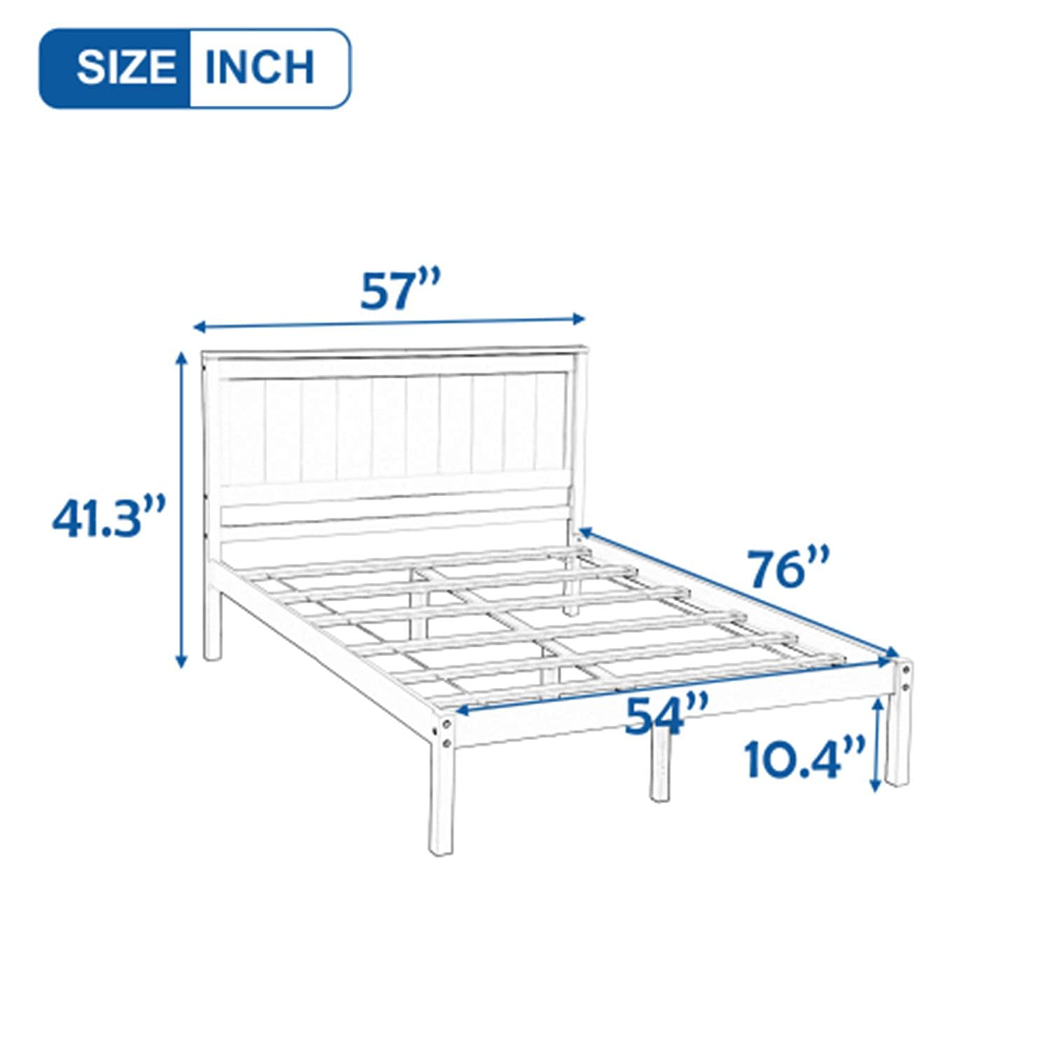 Full Size Platform Bed Frame with Headboard - Solid Wood Slat Support, Under Bed Storage Space - No Box Spring Needed - Easy Assembly, Space Saving Design in Espresso Finish - Perfect for Small Apartments, Guest Rooms & Modern Bedrooms