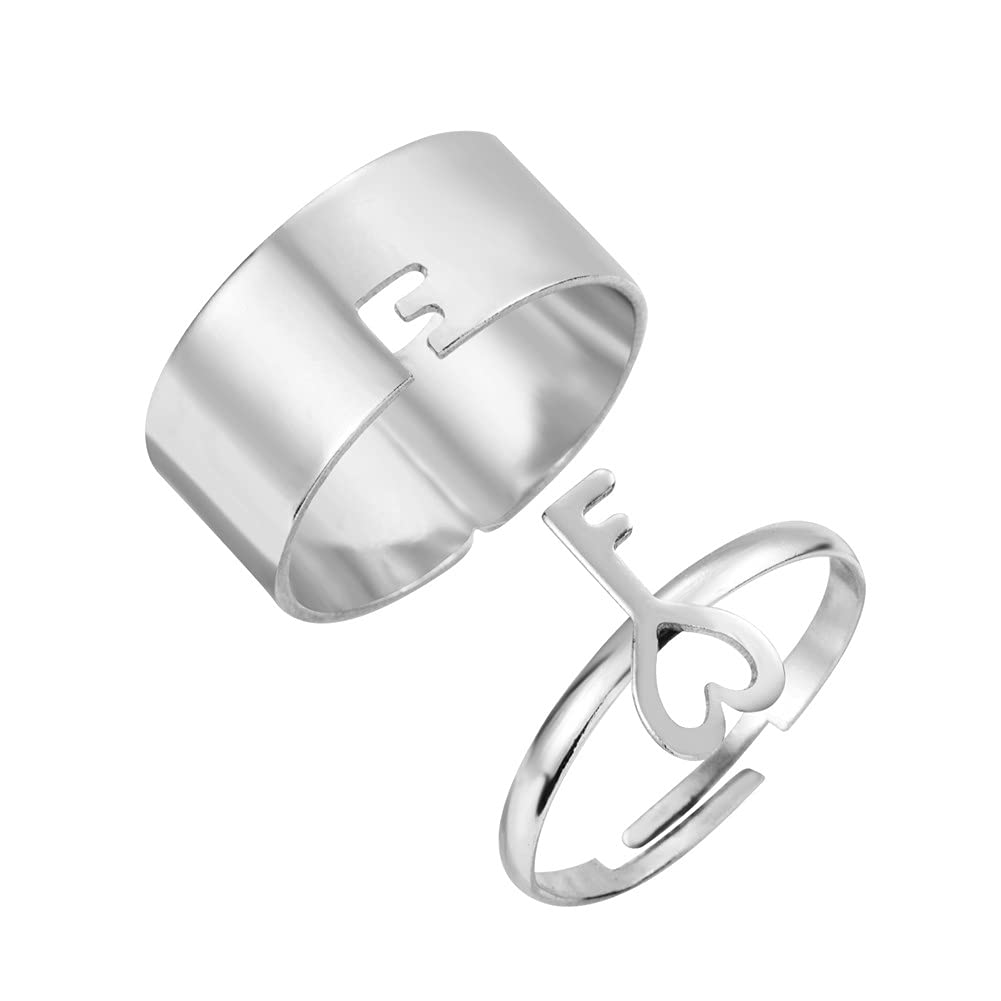 Best Friends BFF Rings for Couples - Matching Love Heart Moon Star Planet Promise Rings for Women & Men | TikTok Y2K Trendy Jewelry Gift for Anniversaries, Valentine's Day & Romantic Occasions
