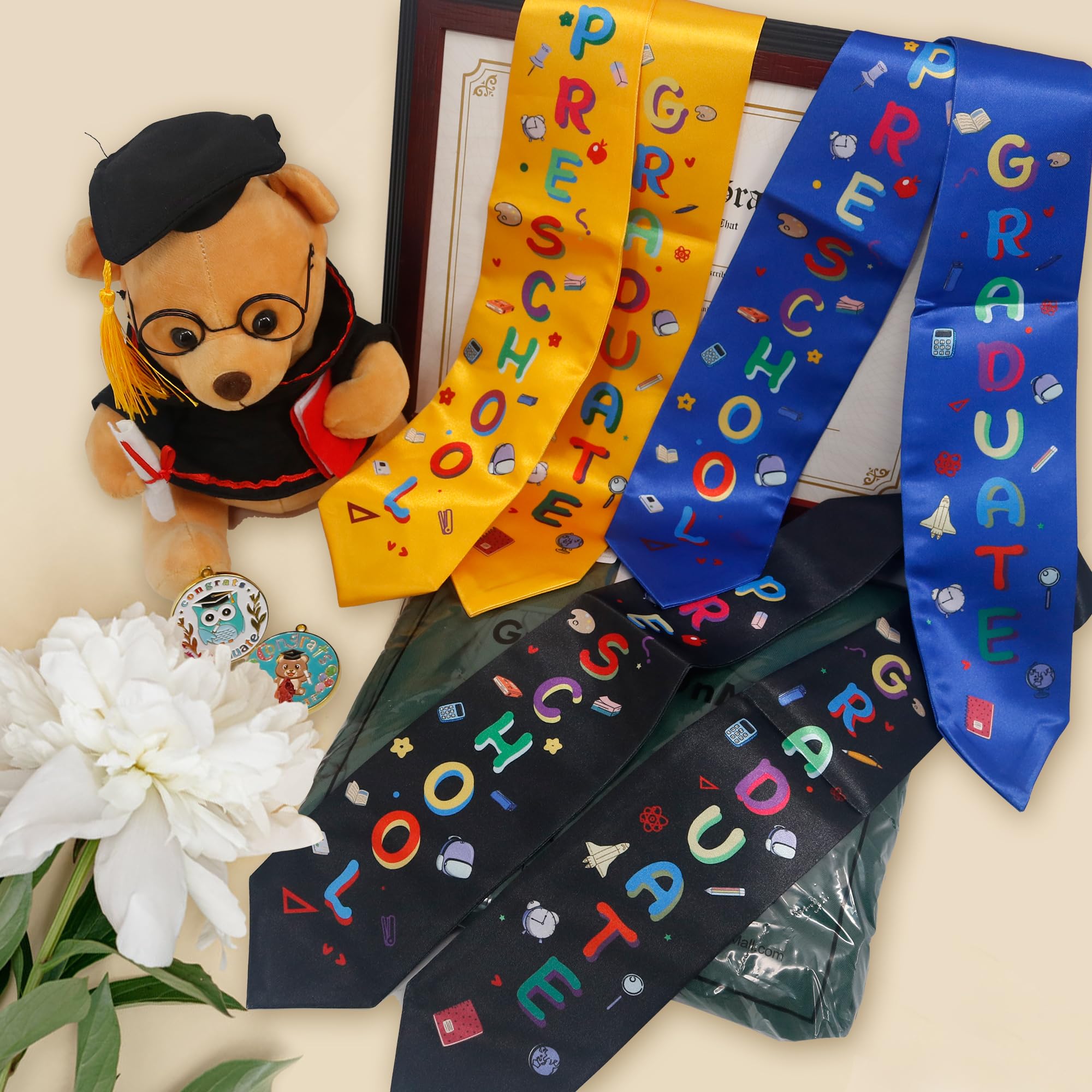 GraduatePro Preschool Graduation Stoles Bulk - Personalized Kids Graduation Sashes for Pre-K & Kindergarten - Perfect Graduation Gifts for Preschoolers (Class of 2024, School Ceremony, Photo Props)
