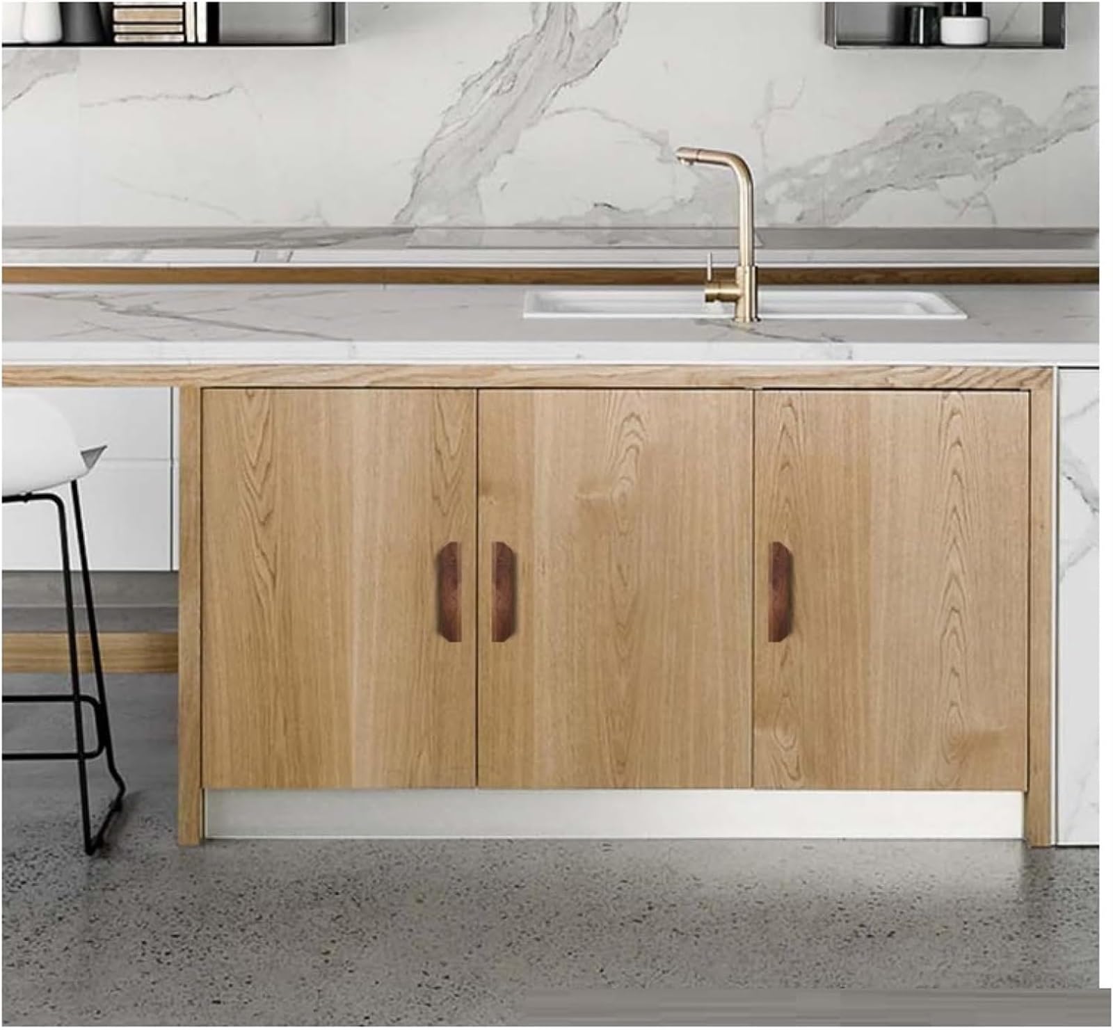 Solid Wood Cabinet Knobs & Pull Handles 2-Pack - Walnut Finish, 64mm Hole Distance - Premium Kitchen & Bathroom Hardware for Drawers & Doors - Perfect for Home Renovation & DIY Projects