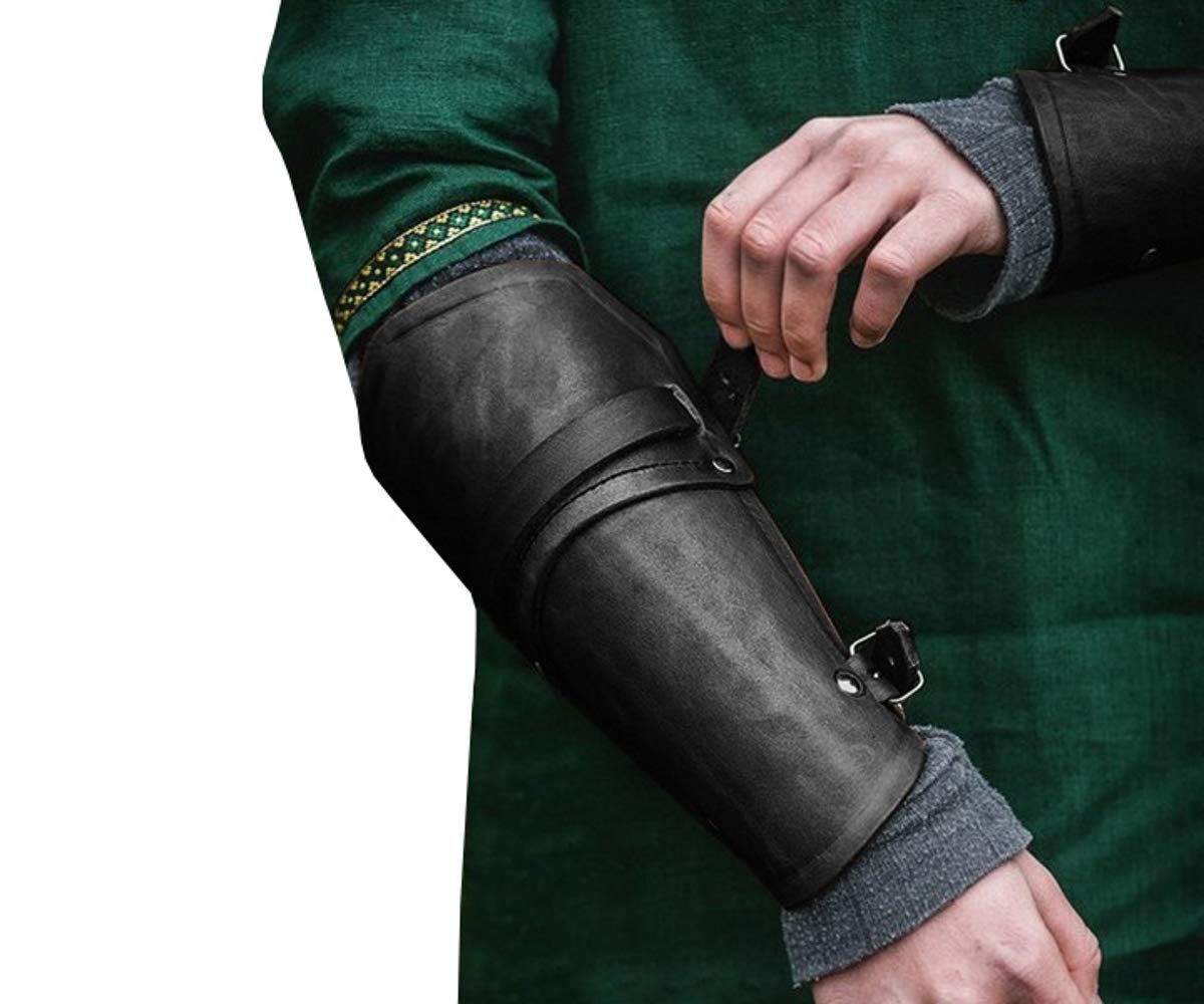 Medieval Gauntlet Wristband - Punk Gothic Faux Leather Armor Bracer with Buckles for LARP, Cosplay & Renaissance Fairs | Costume Accessory for Halloween & Historical Reenactments