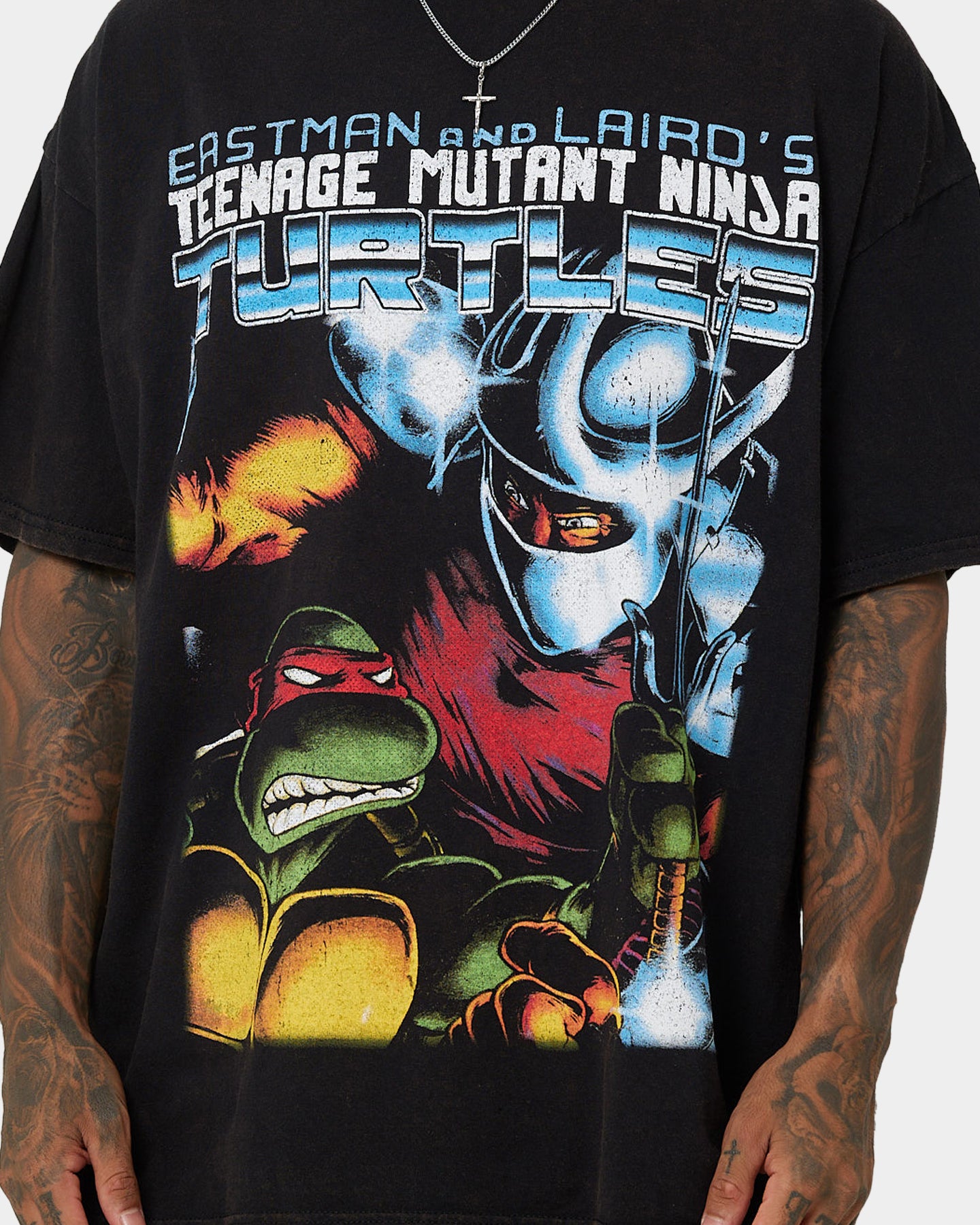 Vintage Teenage Mutant Ninja Turtles Shredder Graphic T-Shirt - Black Washed Cotton Tee for TMNT Fans, Cosplay & Retro Gaming Outfits