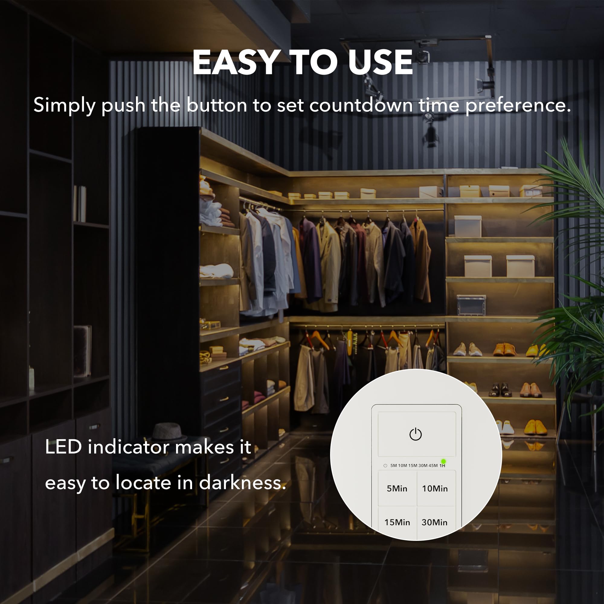 BN-LINK Digital Countdown Timer Switch for Exhaust Fan & Bathroom Light - 5/10/15/30/45/60 Minute Settings, Neutral Wire Required, Includes Free Wall Plate (White, 2-Pack) - Perfect for Bathrooms, Kitchens & Home Ventilation Systems