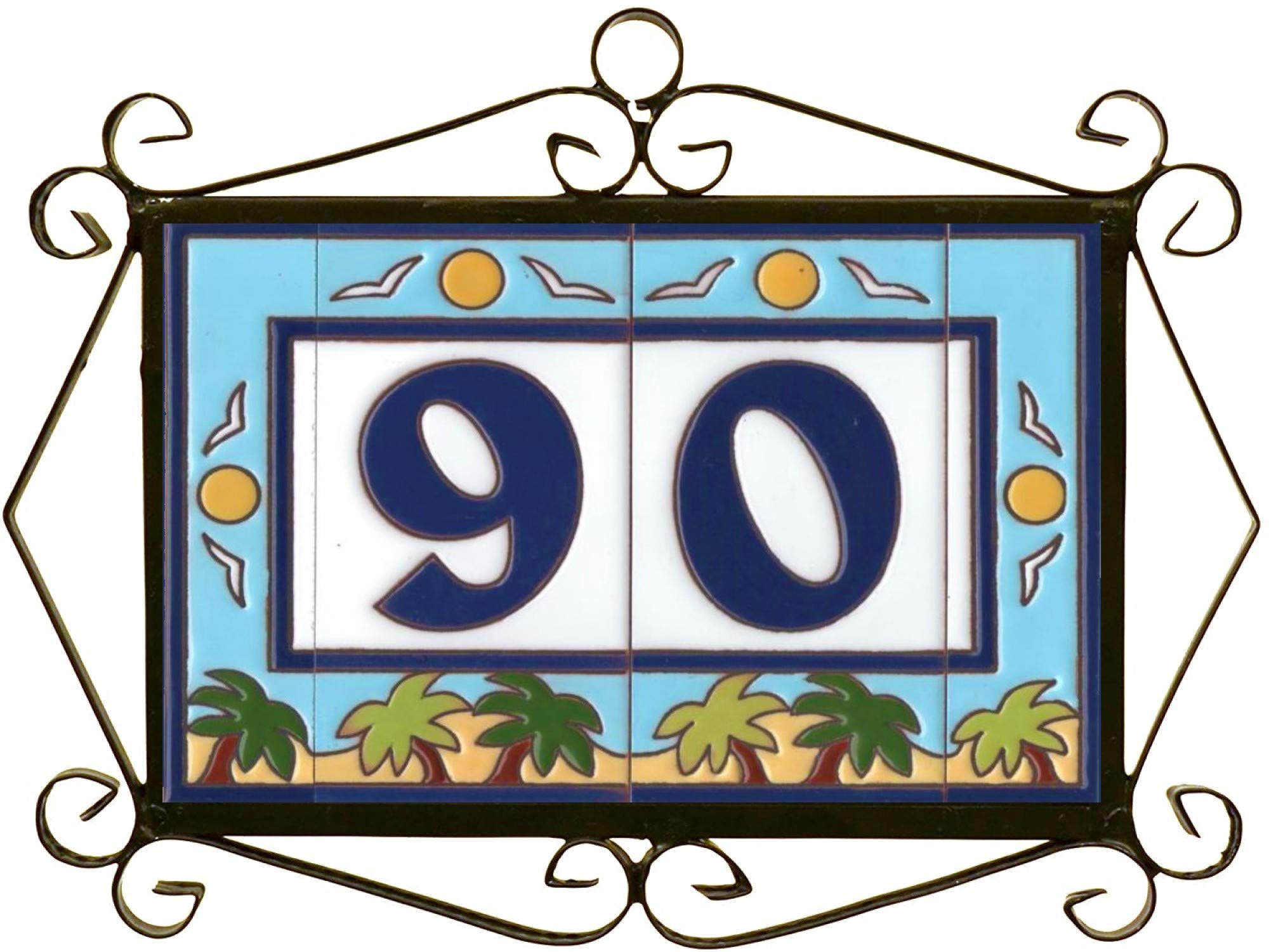 Authentic Spanish Beach Style Ceramic Tiles - House Numbers & Picture Frames Set of 9 | Perfect for Coastal Home Decor, Address Plaques & Wall Art Displays