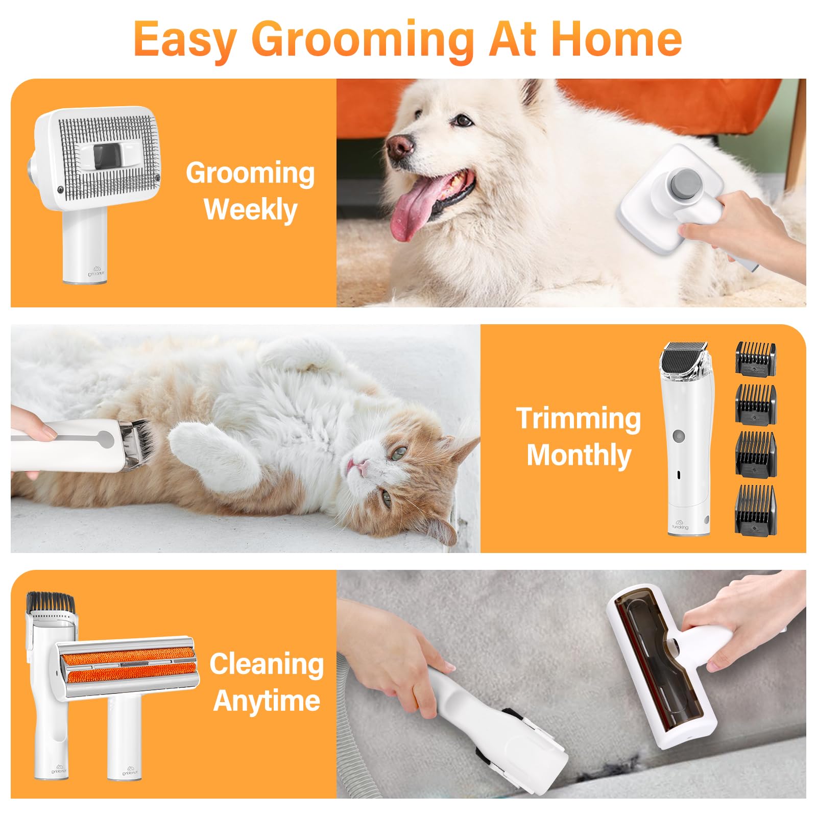 3 in 1 Dog Grooming Kit - Vacuum & Dryer for Pet Hair Removal at Home