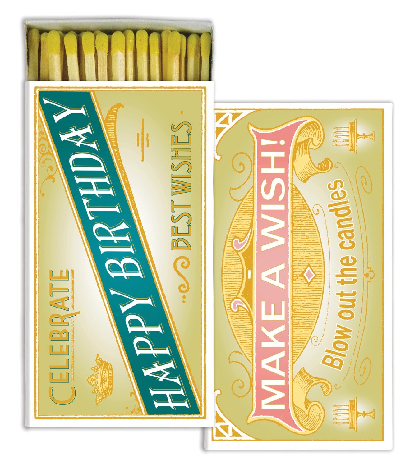 HomArt Birthday Matches - Set of 12 Decorative Matches for Birthday Cakes, Parties & Celebrations