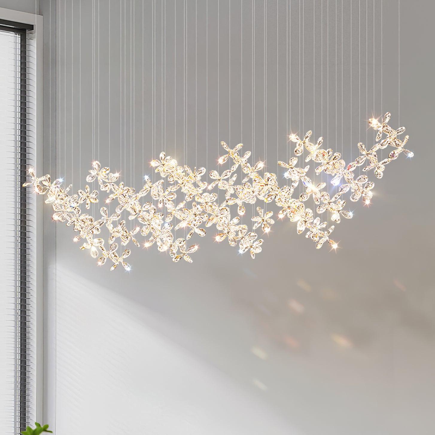 Elegant Floating Butterfly Chandelier - Crystal Ceiling Light Fixture for Bedroom, Dining Room & Wedding Decor - Romantic Home Lighting Solution