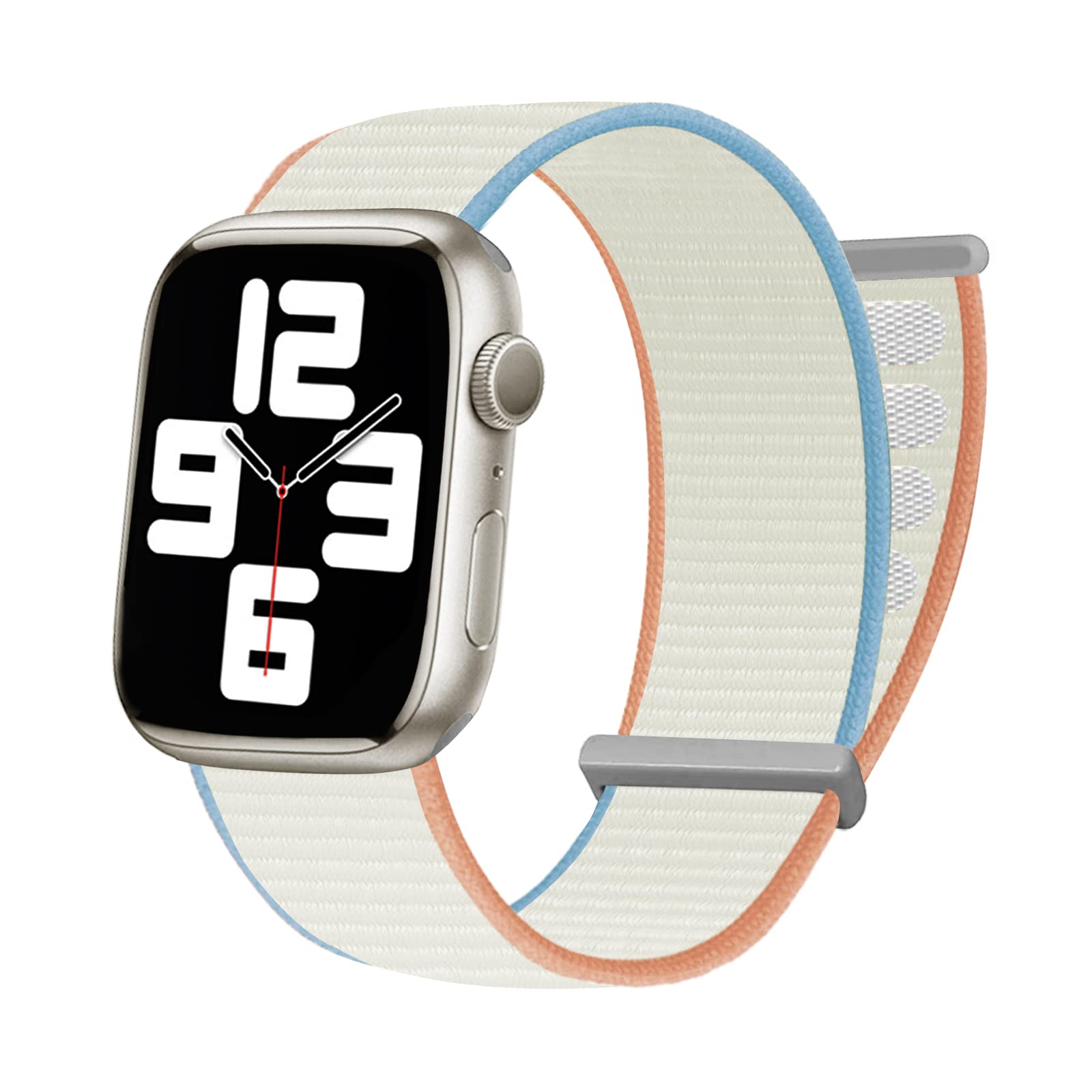Durable Nylon Sport Loop Band Compatible with Apple Watch Series 1/2/3/4/5/6/7/8/SE - Adjustable Breathable Strap for Workout, Running & Daily Wear