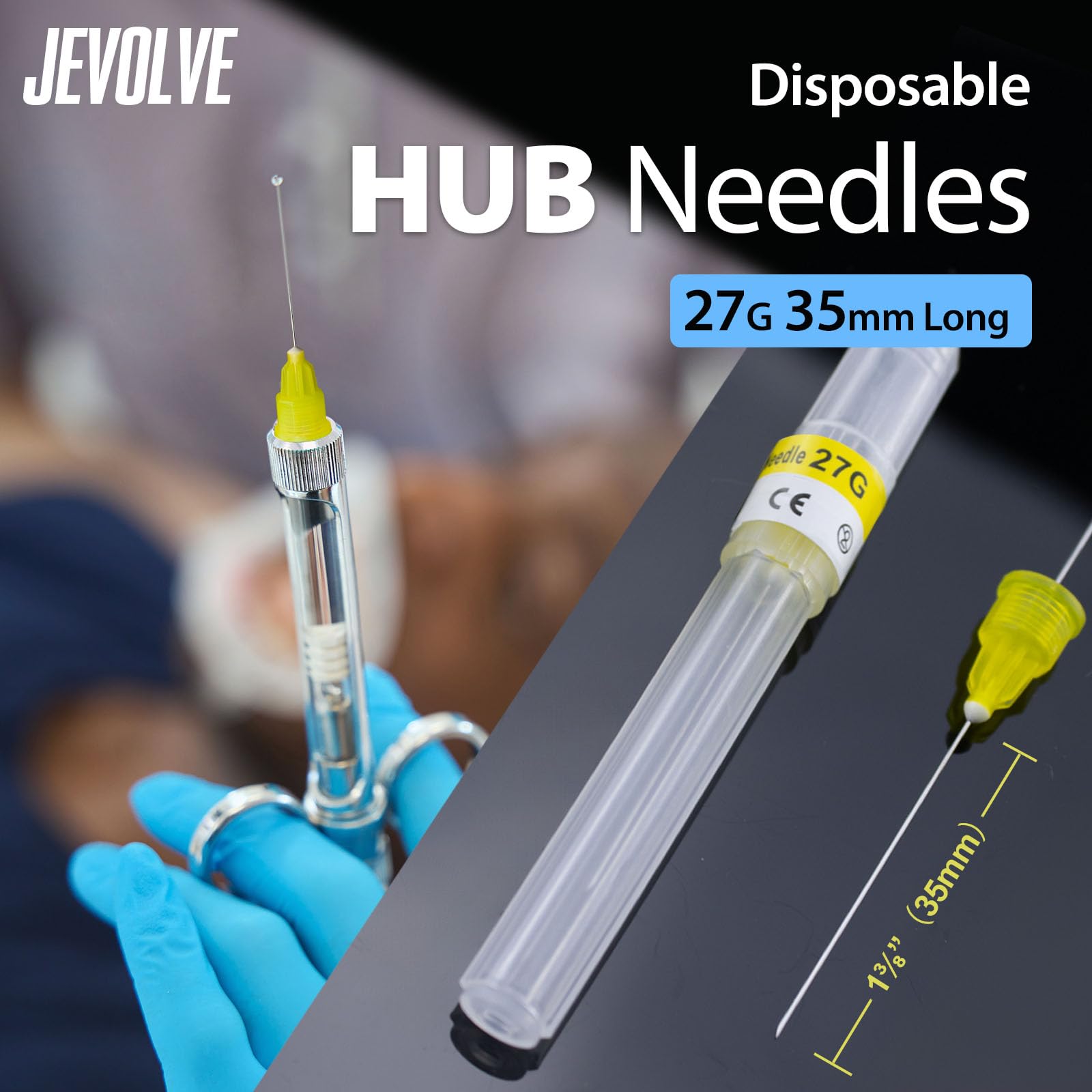 200PCs Dental Grade Plastic Hub Needles 27G Long by JEVOLVE | Disposable Self-Threading Blunt Tip Needles for Dental Procedures, Oral Anesthesia & Medical Use