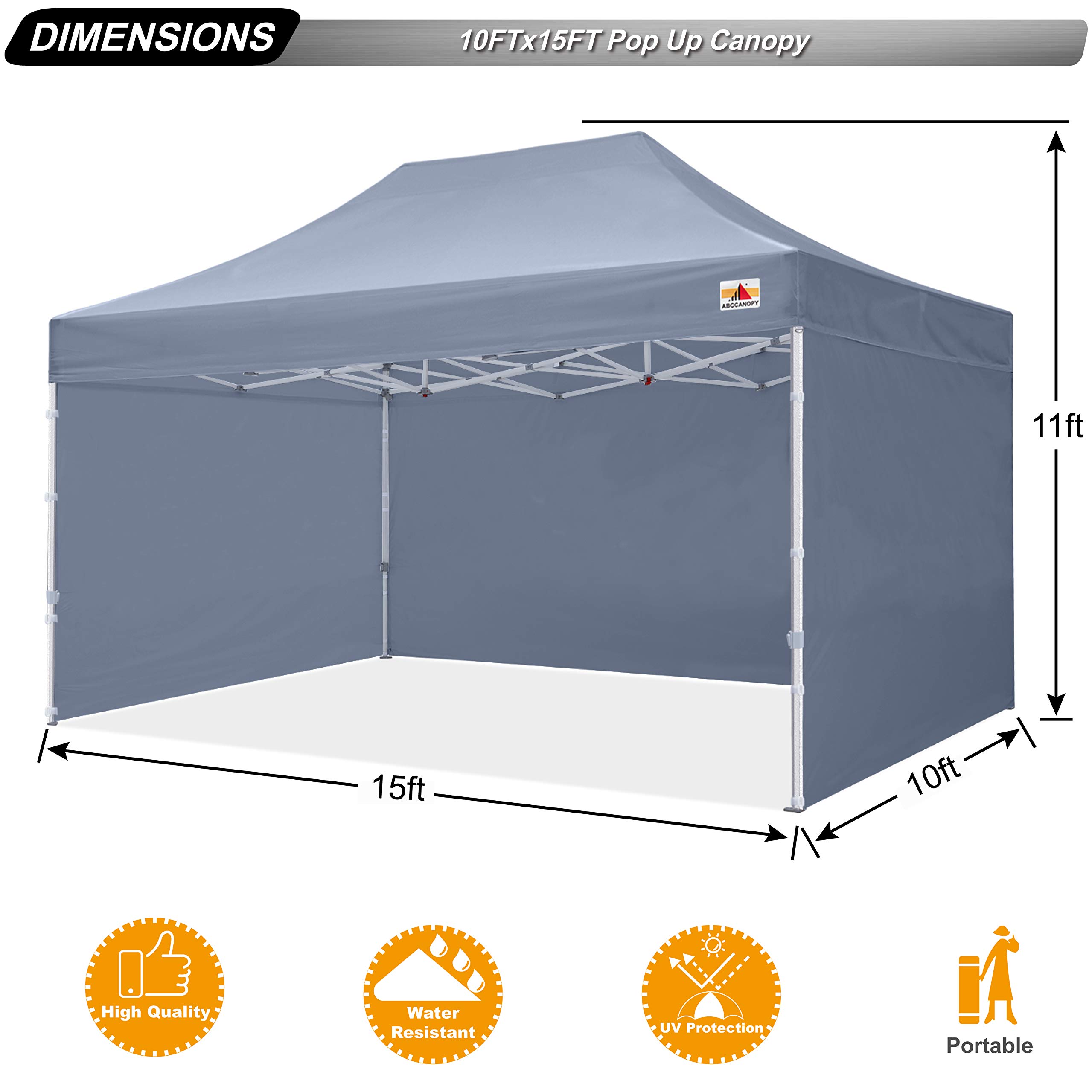 ABCCANOPY Premium 10x15 Commercial Instant Canopy Tent - Heavy Duty Pop Up Shade Shelter, Gray - Perfect for Outdoor Events, Farmers Markets & Beach Parties
