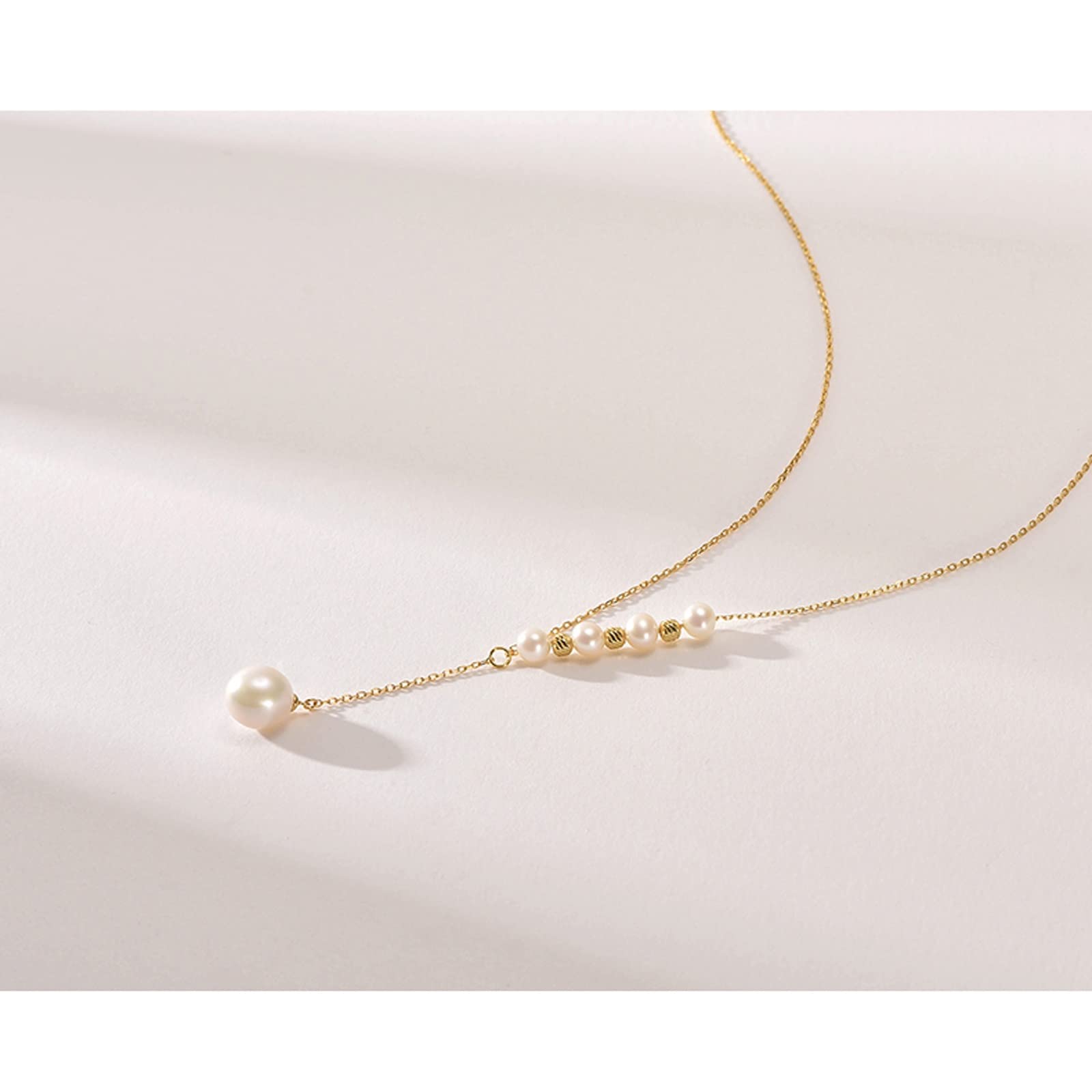 925 Sterling Silver Freshwater Pearl Pendant Necklace - Round White Drop Pearl Chain for Women, Elegant Fashion Jewelry Gift for Birthday, Anniversary & Special Occasions