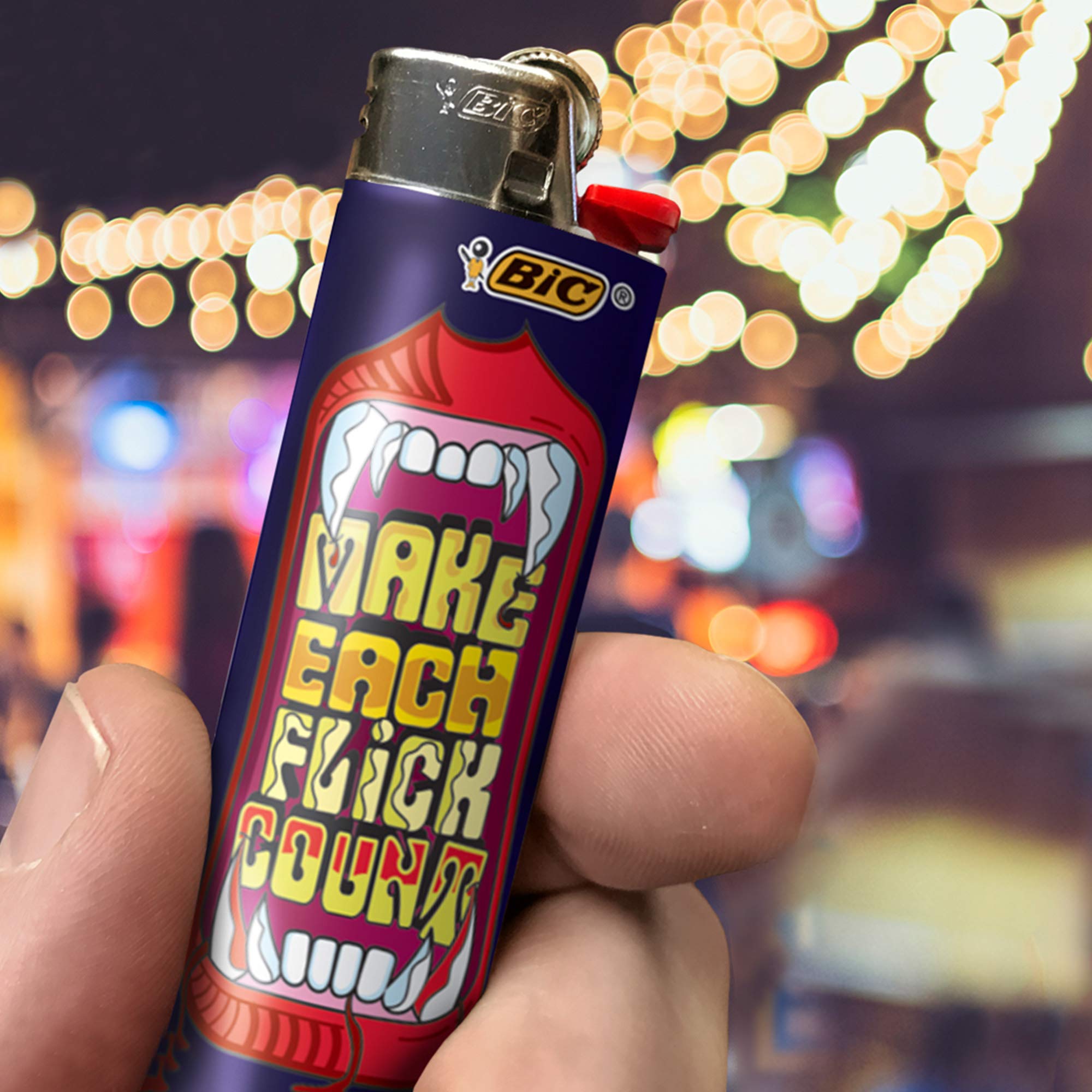 BIC Special Edition Flick My BIC Series Lighters - 50-Pack of Windproof Pocket Lighters for Camping, BBQ & Outdoor Adventures