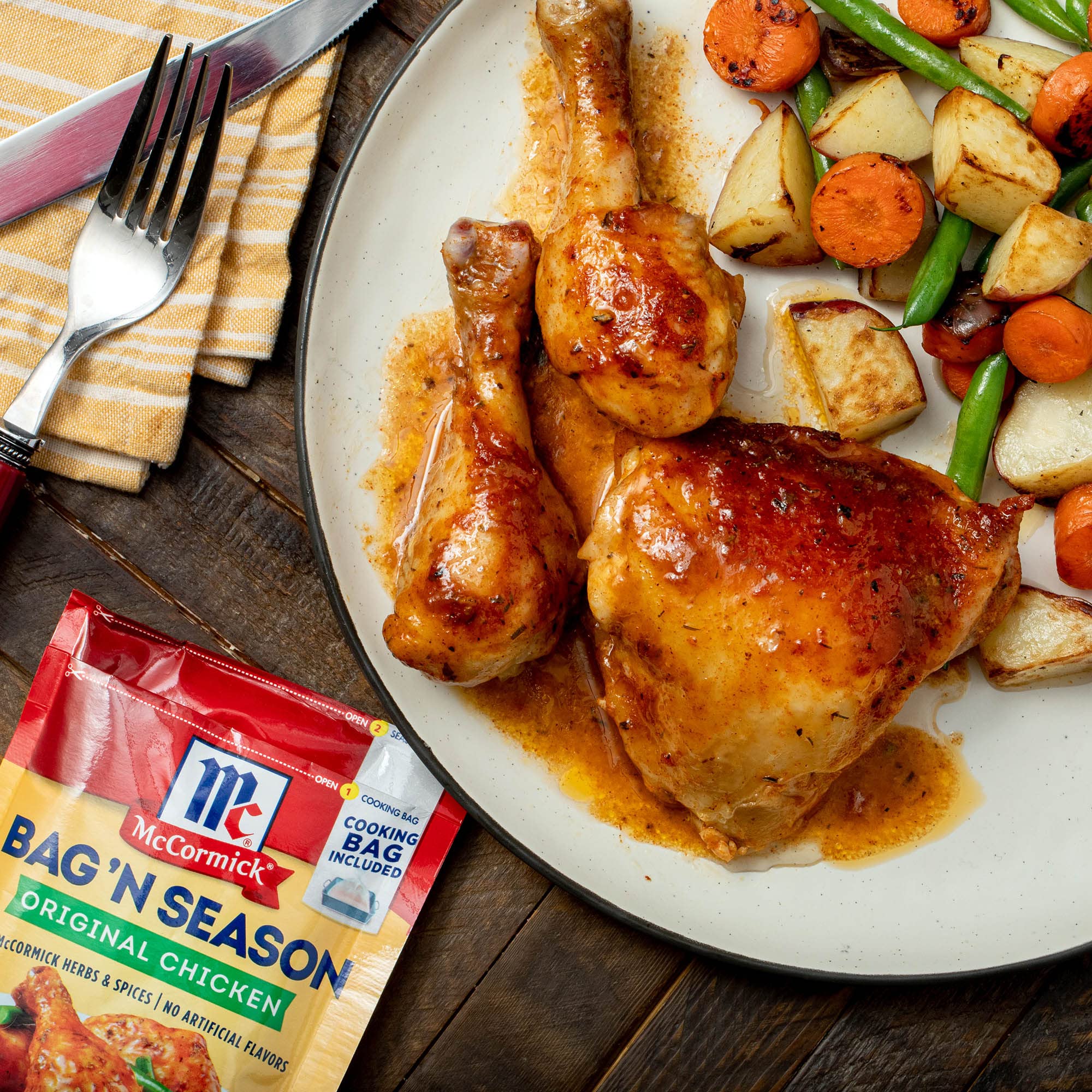McCormick Bag 'n Season Original Chicken Cooking Bag & Seasoning Mix, 1.25 oz (Pack of 6) - Easy Oven-Baked Chicken Meal Solution for Busy Families & Quick Dinner Ideas