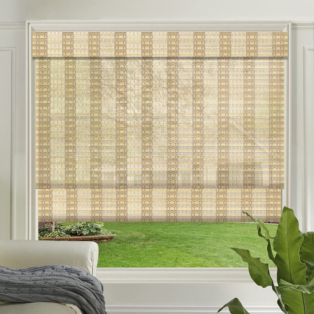 Letau Cordless Bamboo Roman Shades - Light Filtering Wood Window Blinds for Home, Kitchen & Office | Easy Installation & Adjustable | Perfect for Privacy & Natural Light Control in Living Rooms, Bedrooms & Workspaces