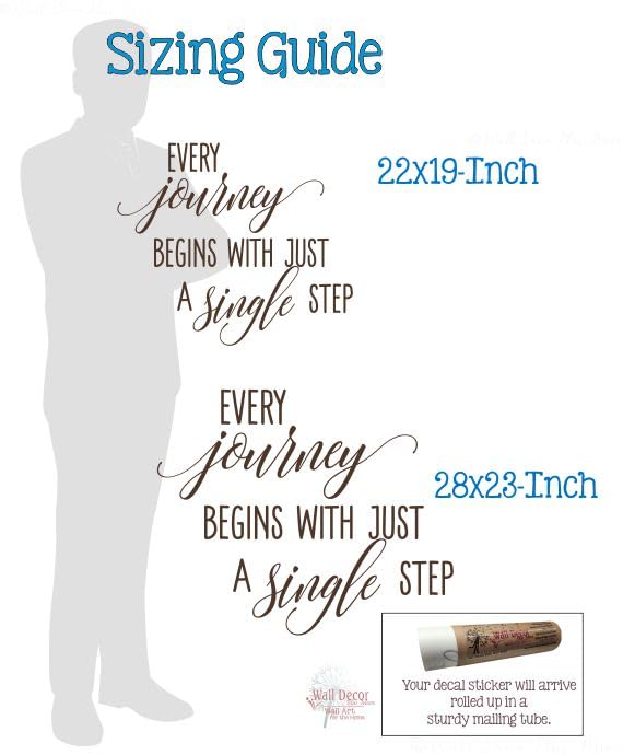 Every Journey Begins with a Single Step Vinyl Wall Art - Motivational Quote Decals for Home & Office - 23x19 Inch Inspirational Wall Decals in Deep Blue - Perfect for Living Room, Bedroom, or Workspace Decor